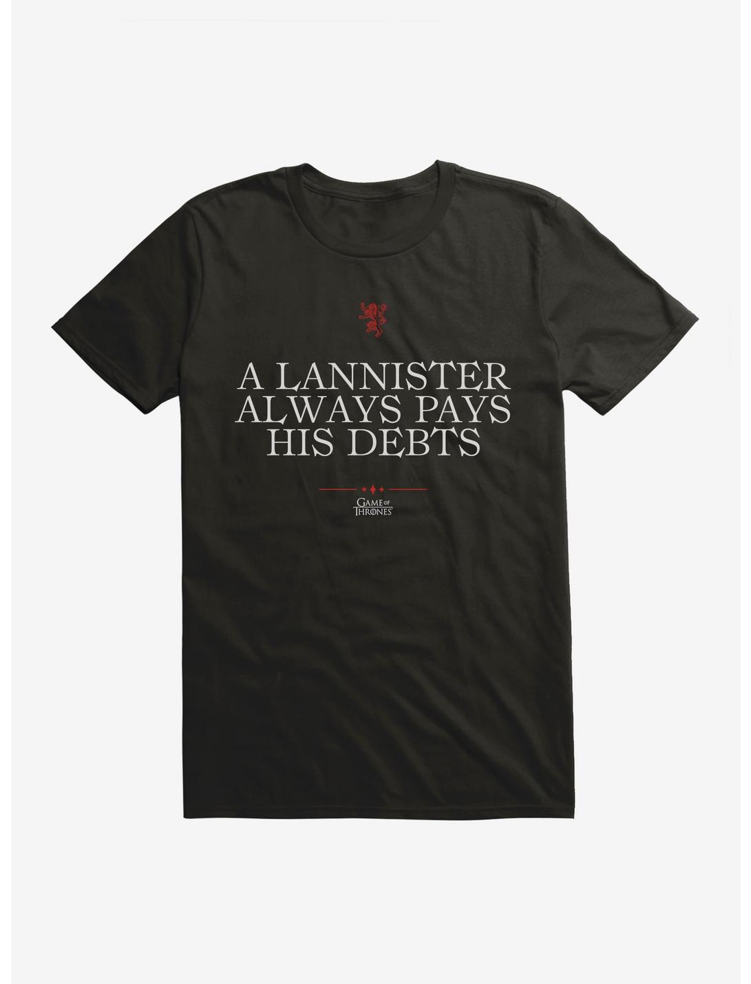 Game Of Thrones Quote Lannister Always Pays His Debts T-Shirt, , hi-res