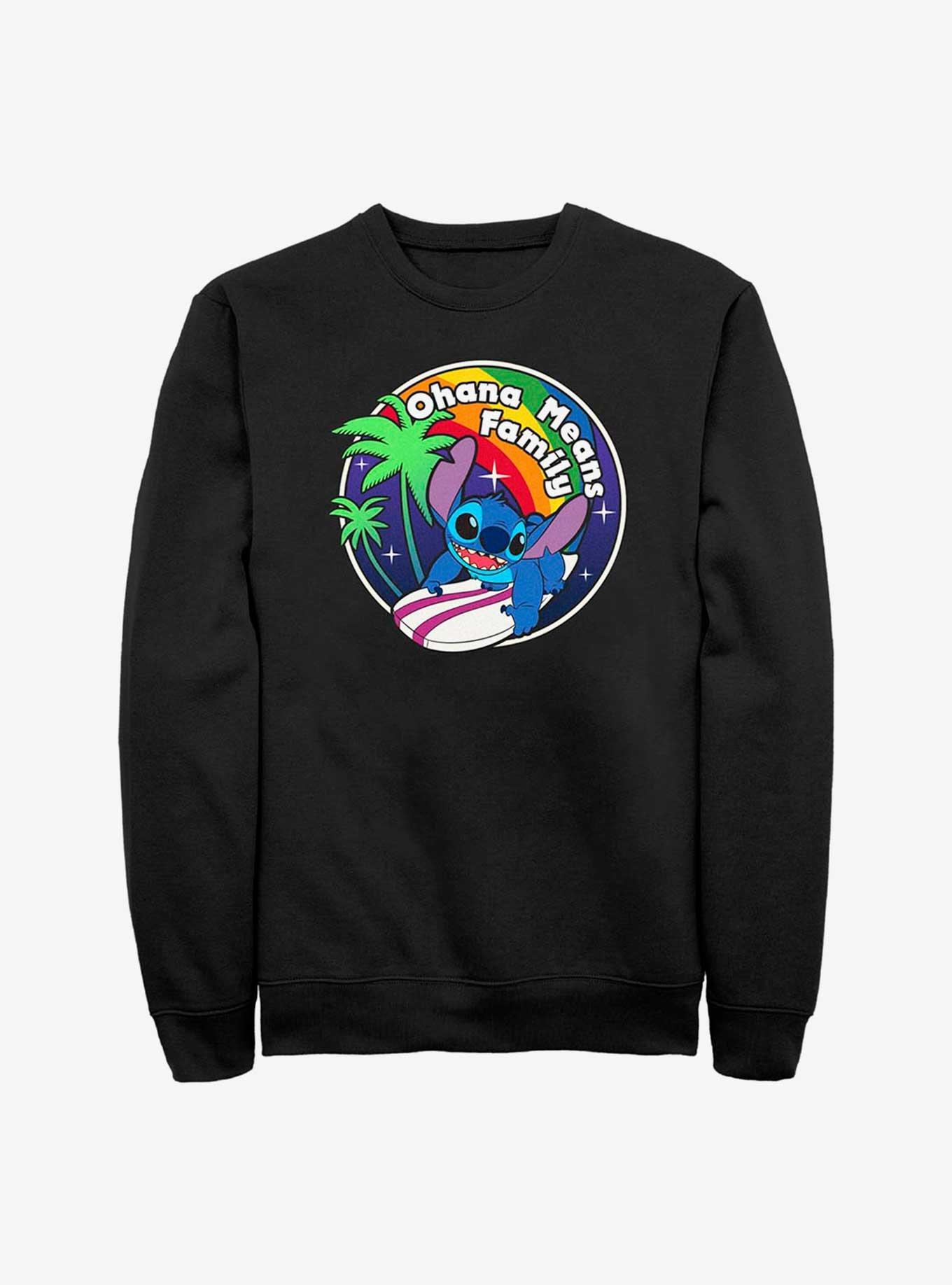 Disney Lilo & Stitch Rainbow Ohana Sweatshirt, BLACK, hi-res