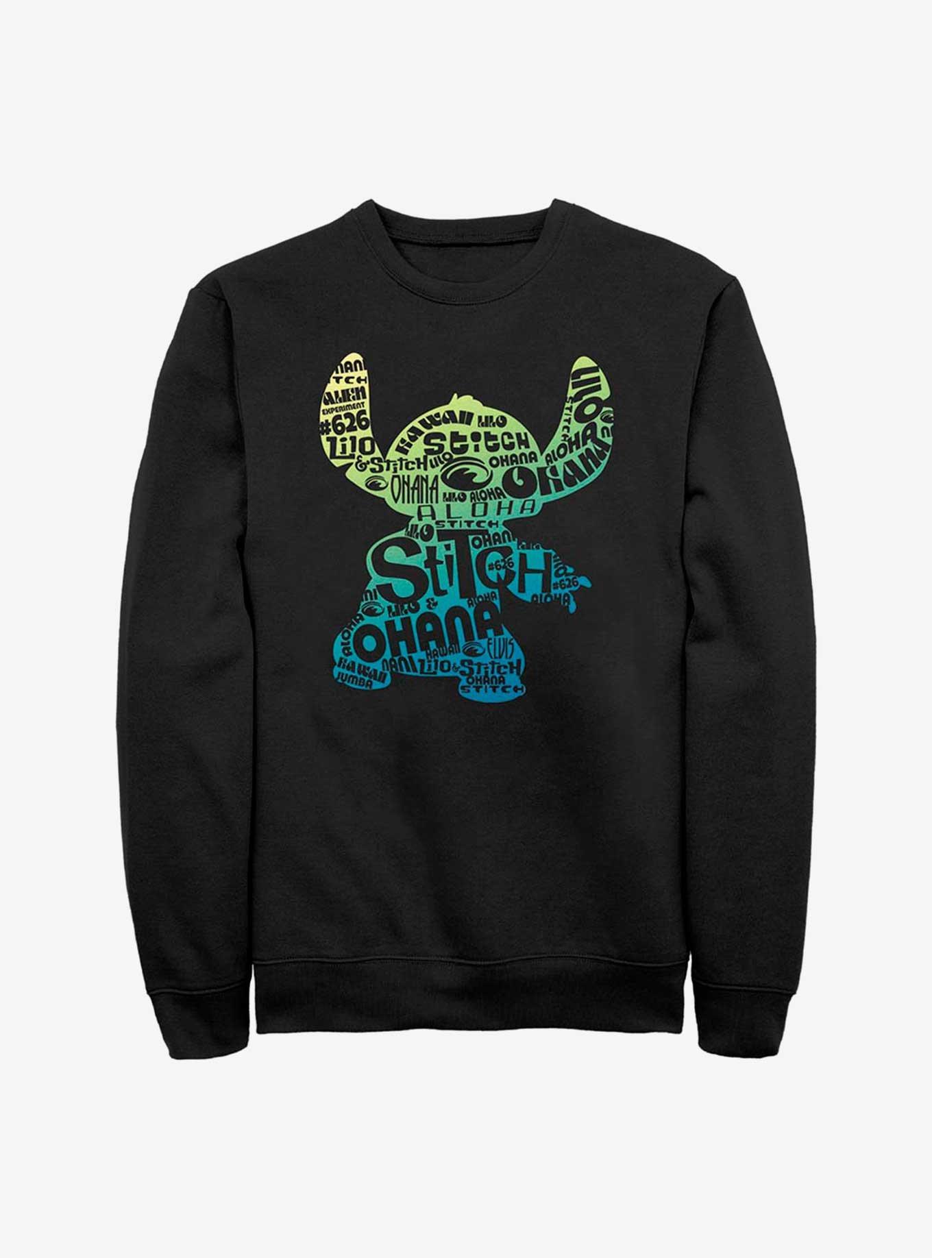 Disney Lilo & Stitch Text Fill Sweatshirt, BLACK, hi-res