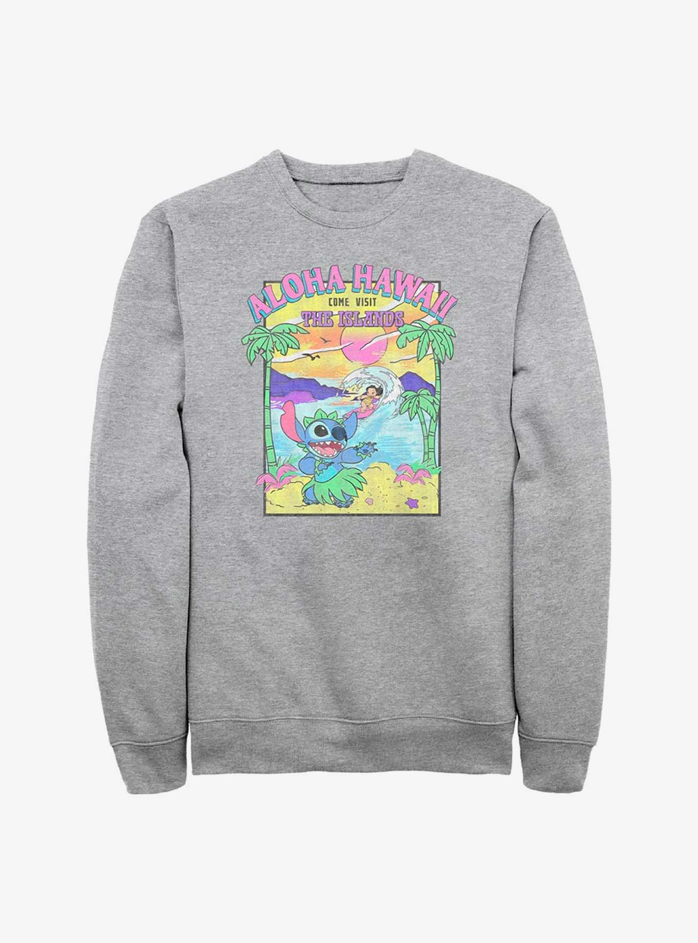 Disney Lilo & Stitch Visit The Islands Sweatshirt, ATH HTR, hi-res
