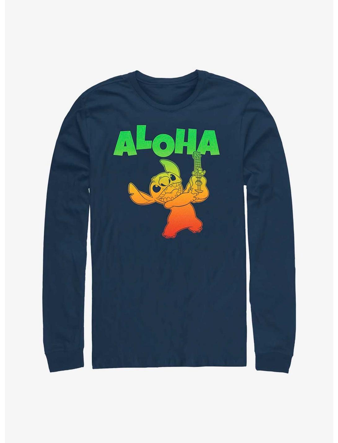 Disney Lilo & Stitch Aloha Stitch Long Sleeve T-Shirt, NAVY, hi-res