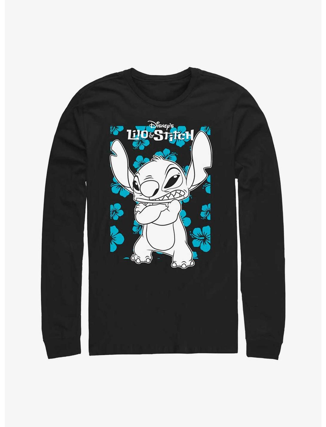 Disney Lilo & Stitch Grumpy Stitch Long Sleeve T-Shirt, BLACK, hi-res