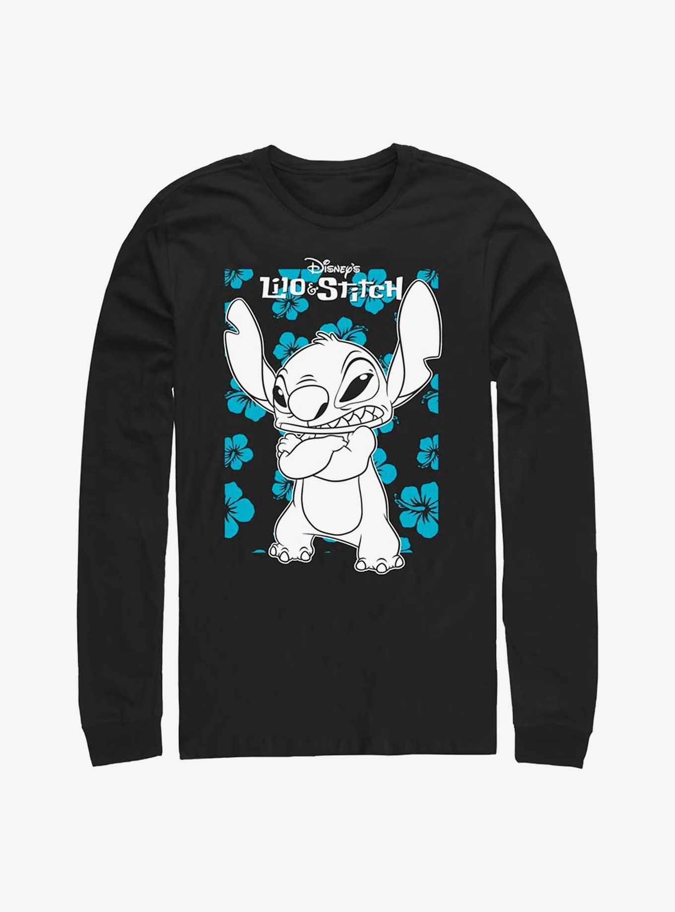 Disney Lilo & Stitch Grumpy Stitch Long Sleeve T-Shirt - BLACK