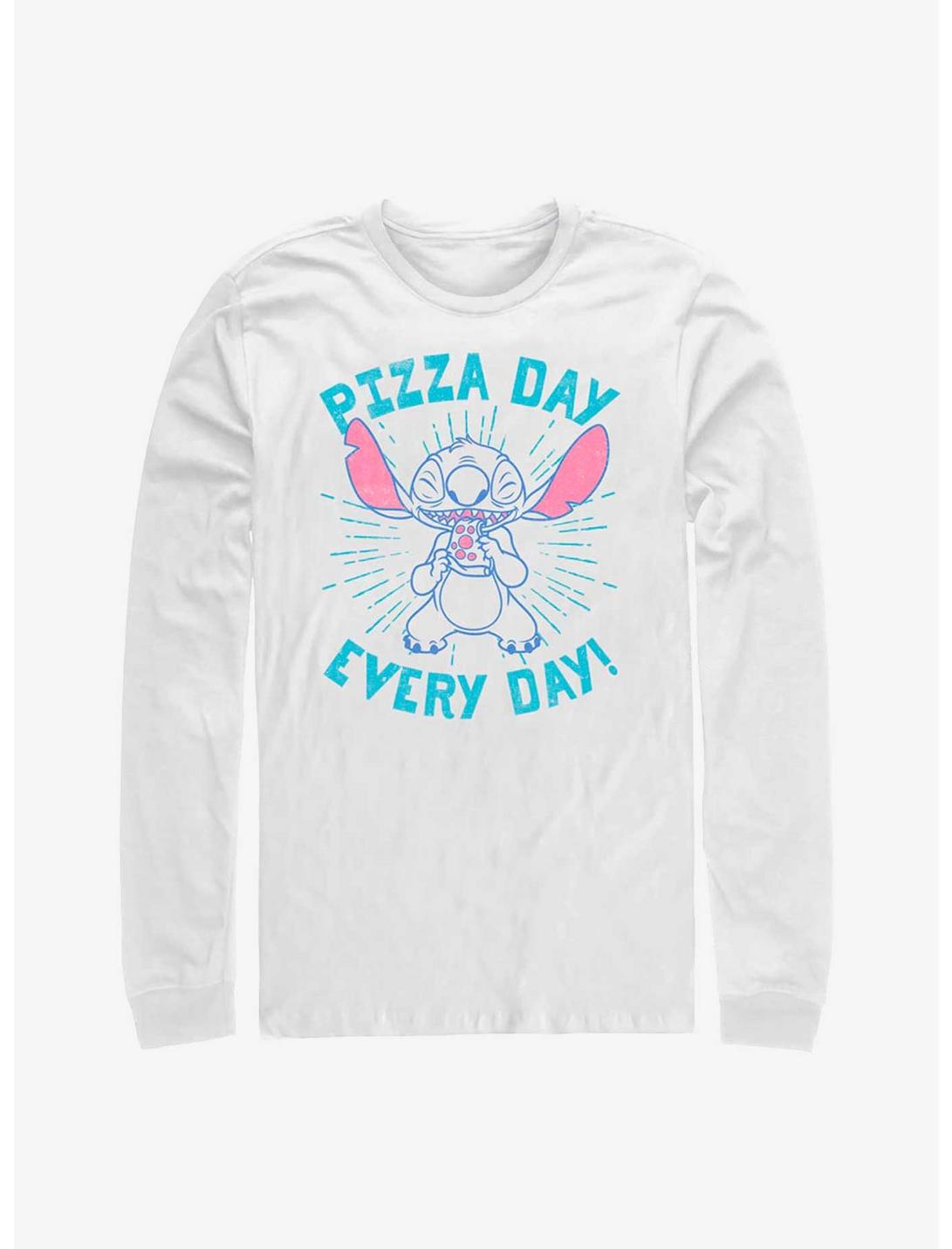 Disney Lilo & Stitch Pizza Day Every Day Long Sleeve T-Shirt, WHITE, hi-res