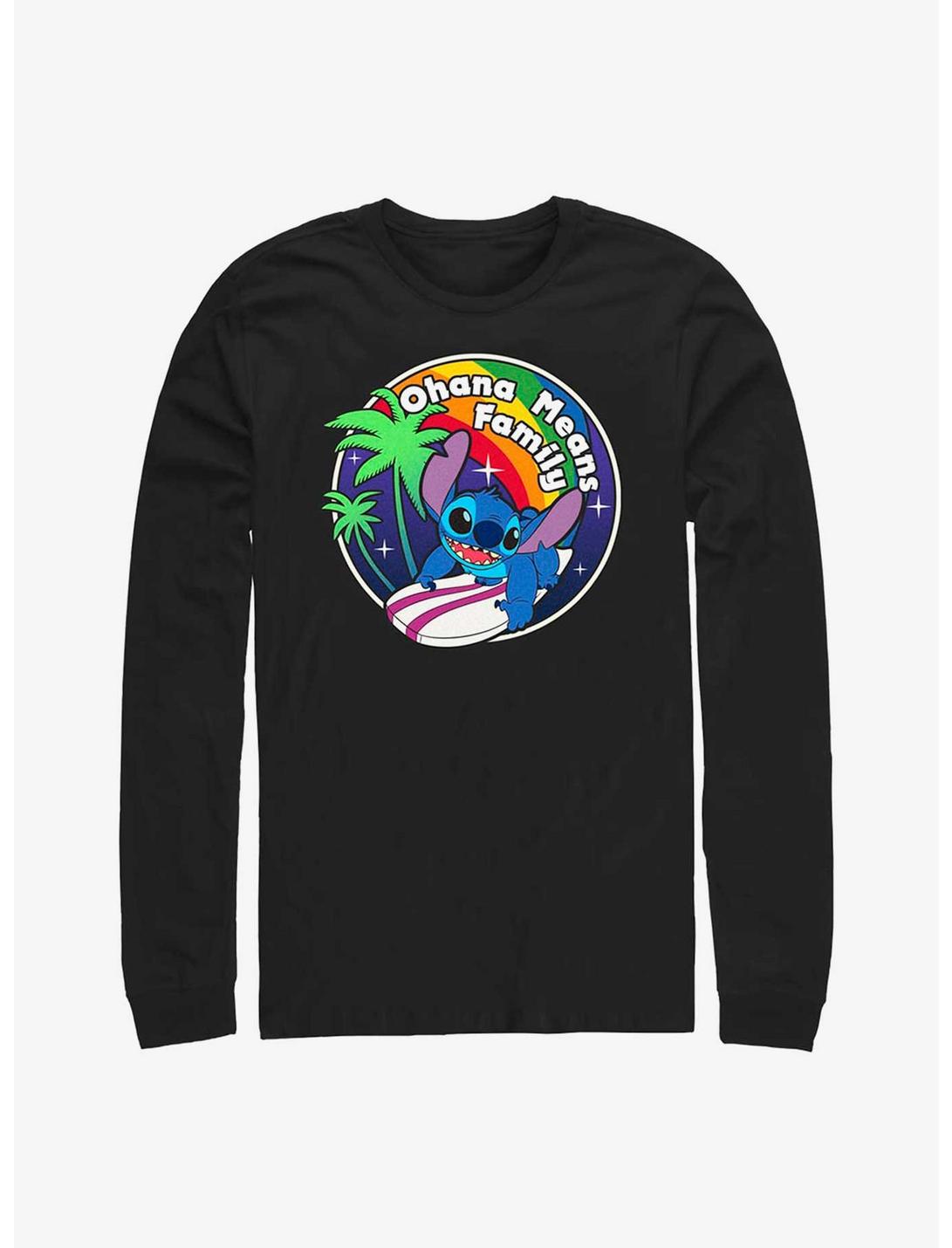 Disney Lilo & Stitch Rainbow Ohana Long Sleeve T-Shirt, BLACK, hi-res