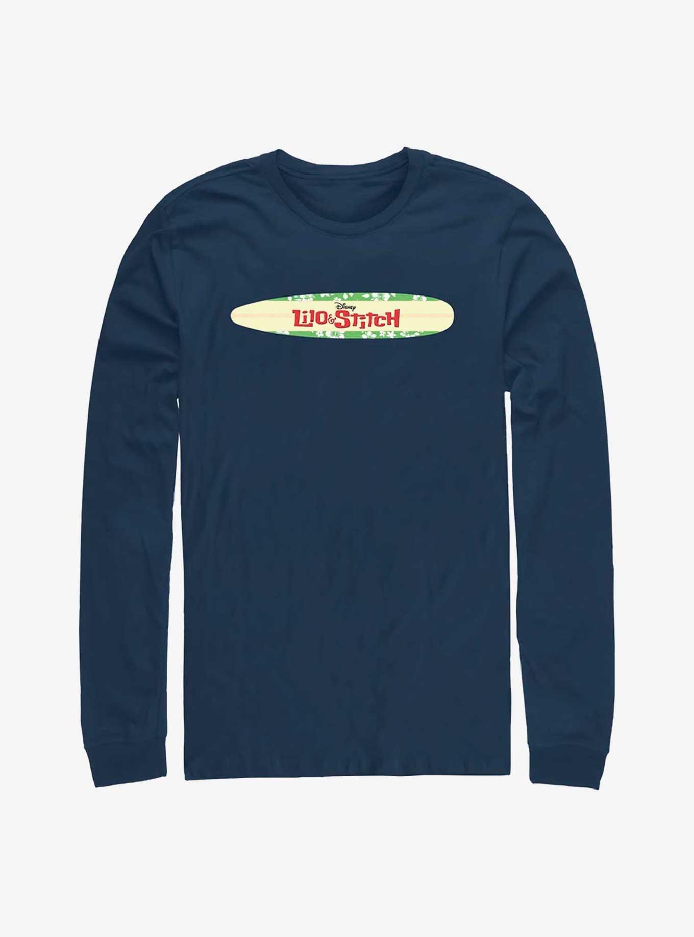 Disney Lilo & Stitch Surfboard Logo Long Sleeve T-Shirt, NAVY, hi-res