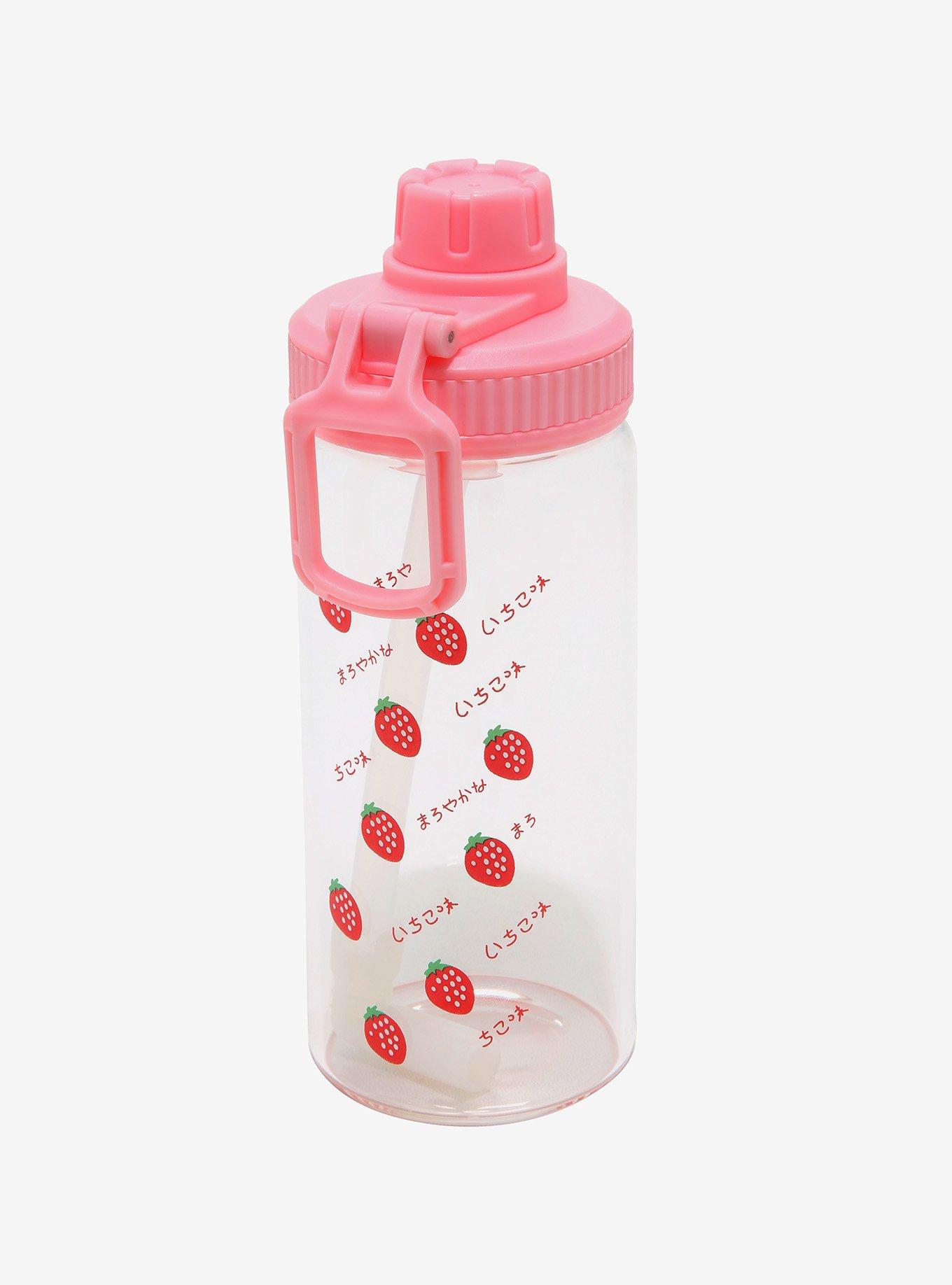 Strawberry Water Bottle With Straw, , hi-res