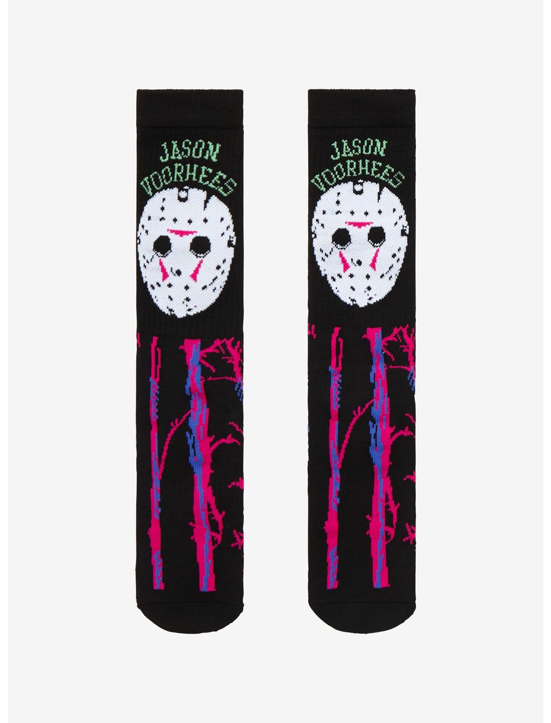 Friday The 13th Jason Mask Trees Crew Socks, , hi-res
