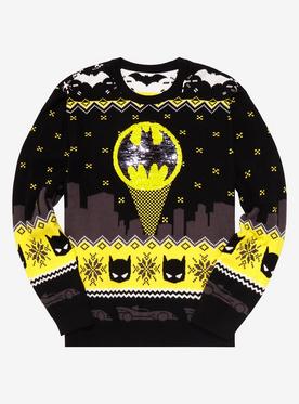 DC Comics Batman Bat Signal Sequin Holiday Sweater - BoxLunch Exclusive