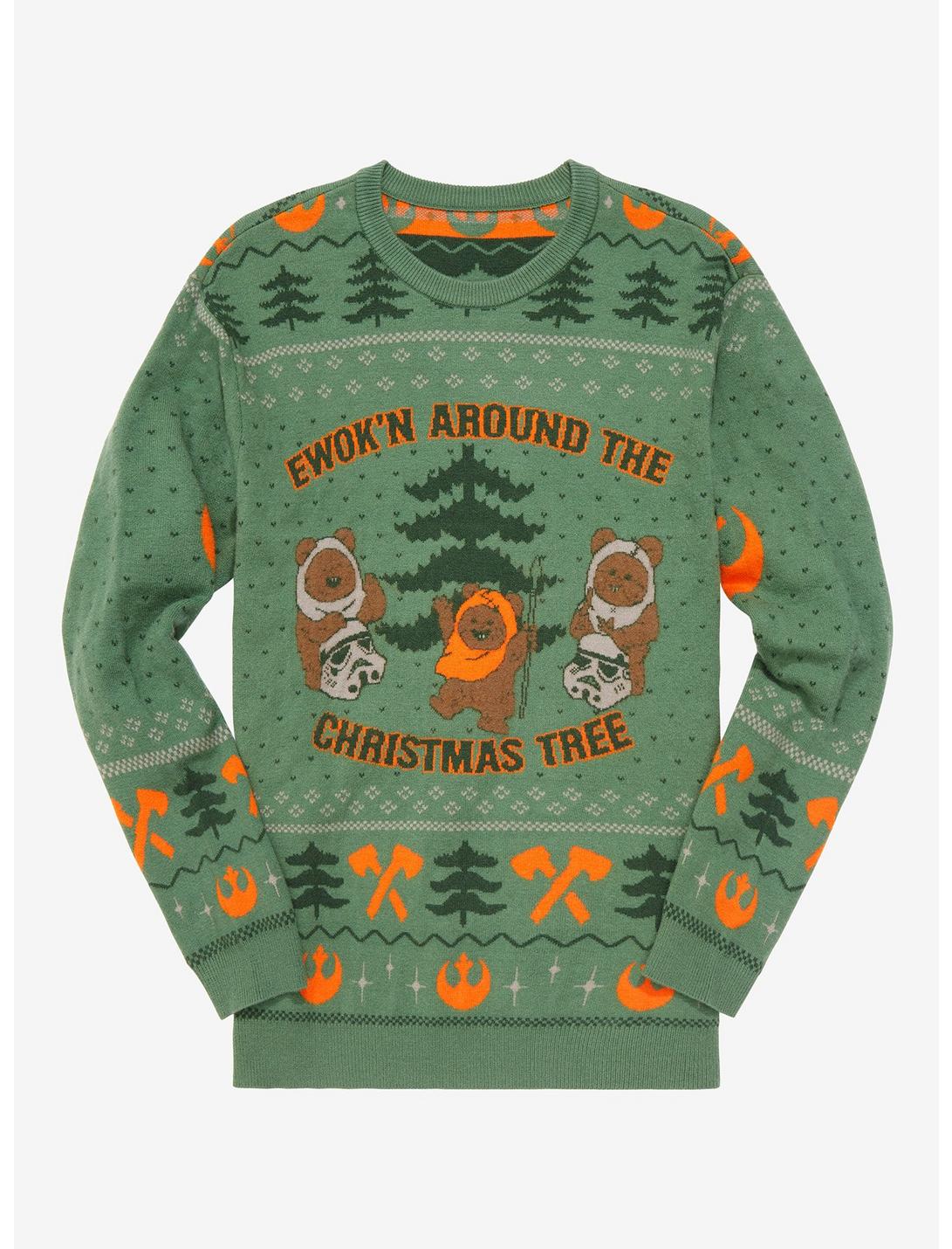 Star Wars Ewoks Ewok'n Around Holiday Sweater - BoxLunch Exclusive, FOREST GREEN, hi-res