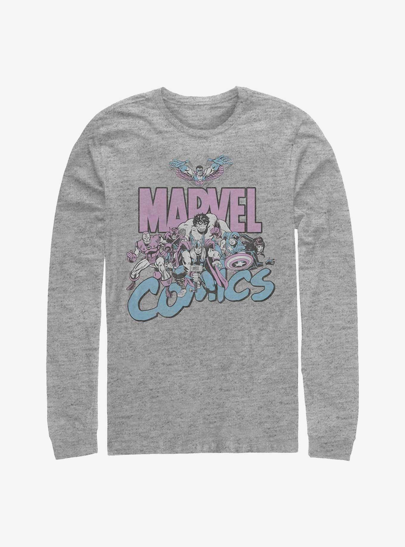 Marvel Avengers Pastel Group Attack Long Sleeve T-Shirt, ATH HTR, hi-res