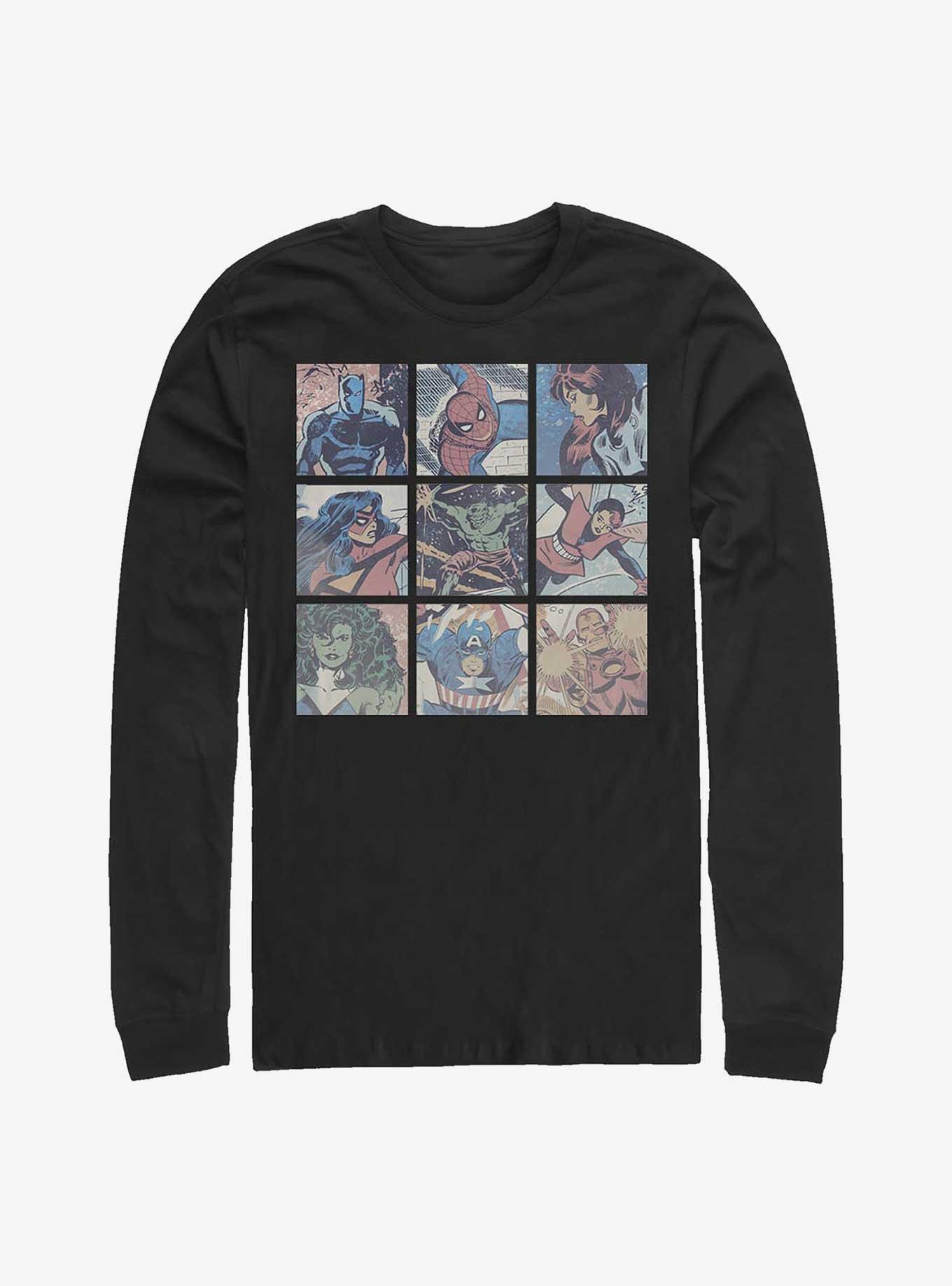 Marvel Avengers Square Comic Panels Long Sleeve T-Shirt, , hi-res