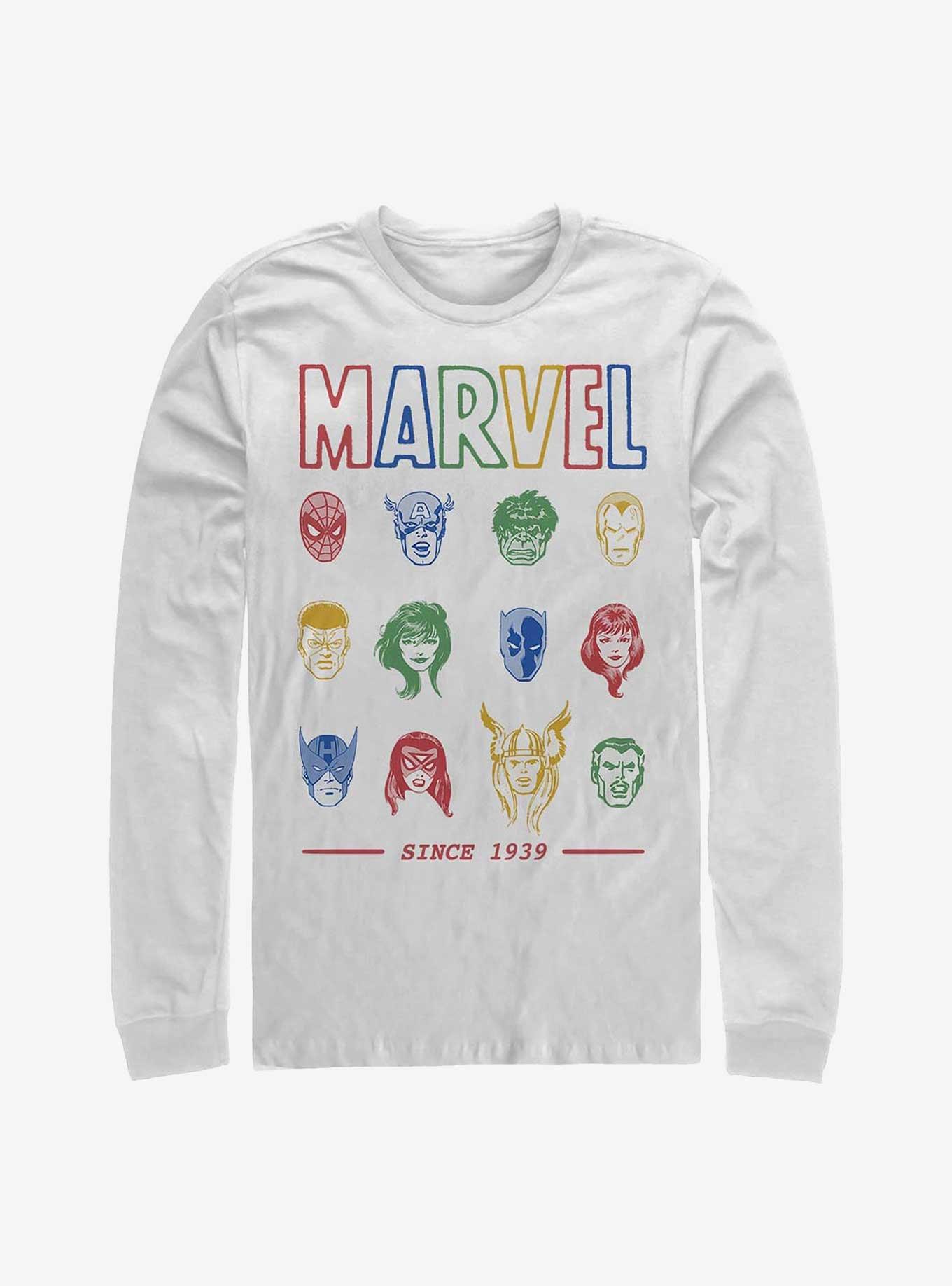 Marvel Avengers Faces Long Sleeve T-Shirt, WHITE, hi-res