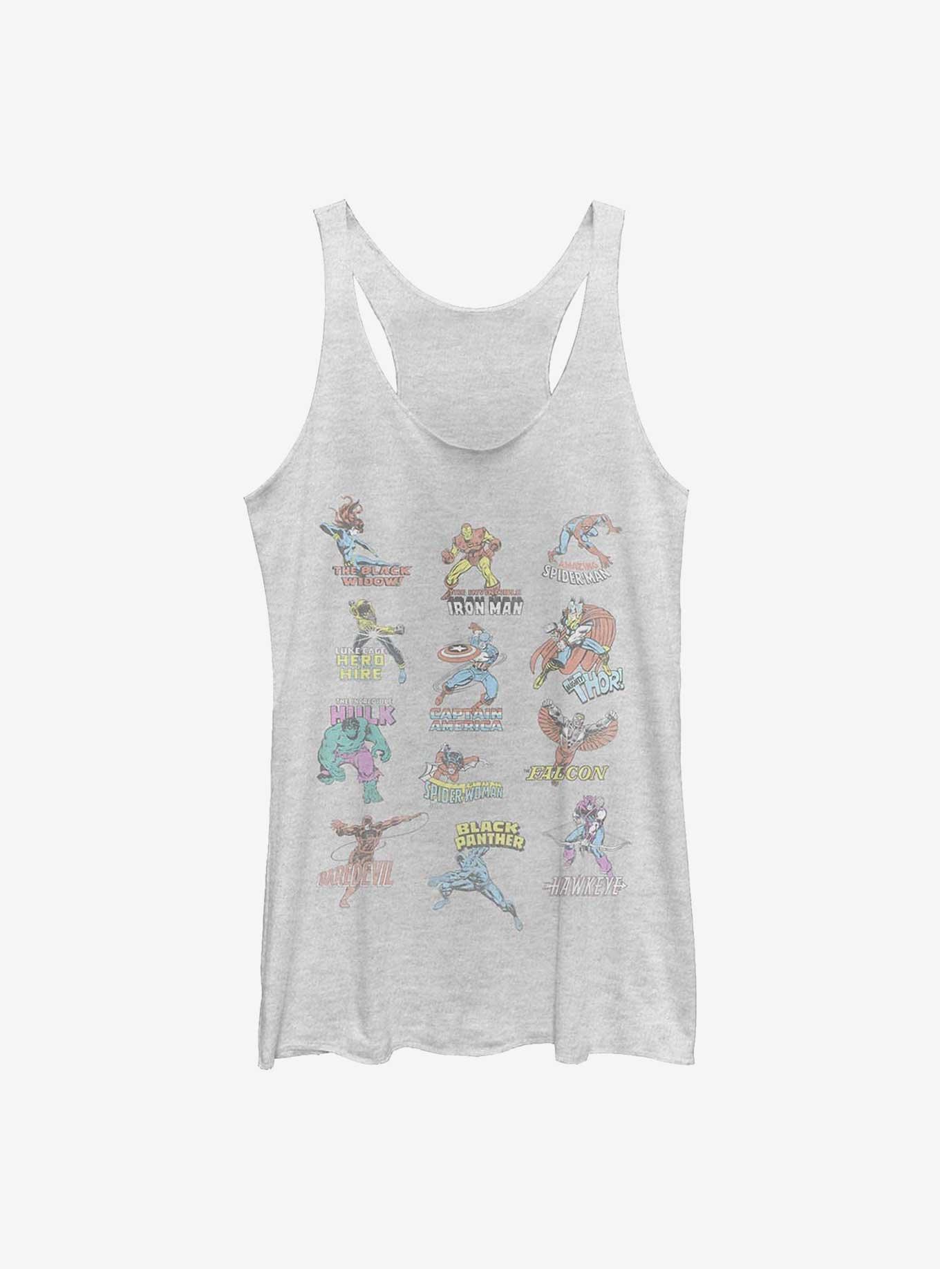 Marvel Avengers Character Chart Womens Tank Top, WHITE HTR, hi-res