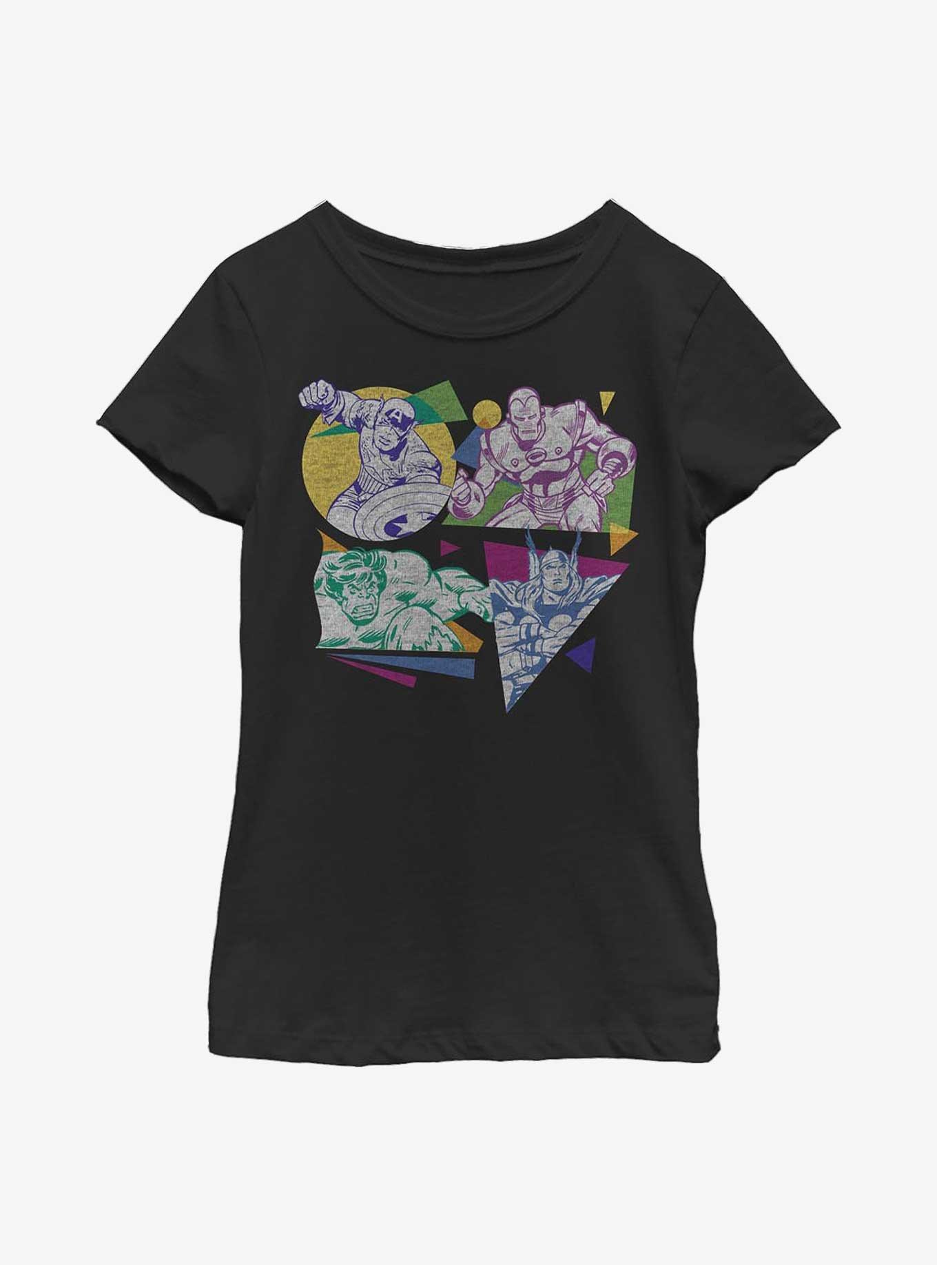 Marvel Avengers 80s Retro Heroes Youth Girls T-Shirt, , hi-res