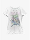 Marvel Avengers Comic Retro Group Youth Girls T-Shirt, WHITE, hi-res