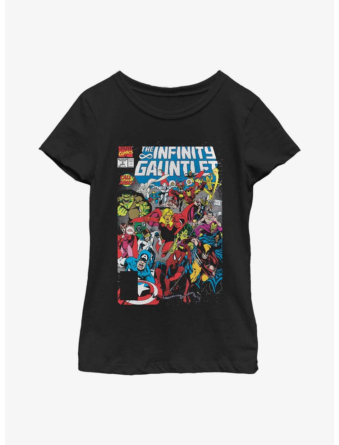 Marvel Avengers Infinity Gauntlet Comic Cover Youth Girls T-Shirt, BLACK, hi-res