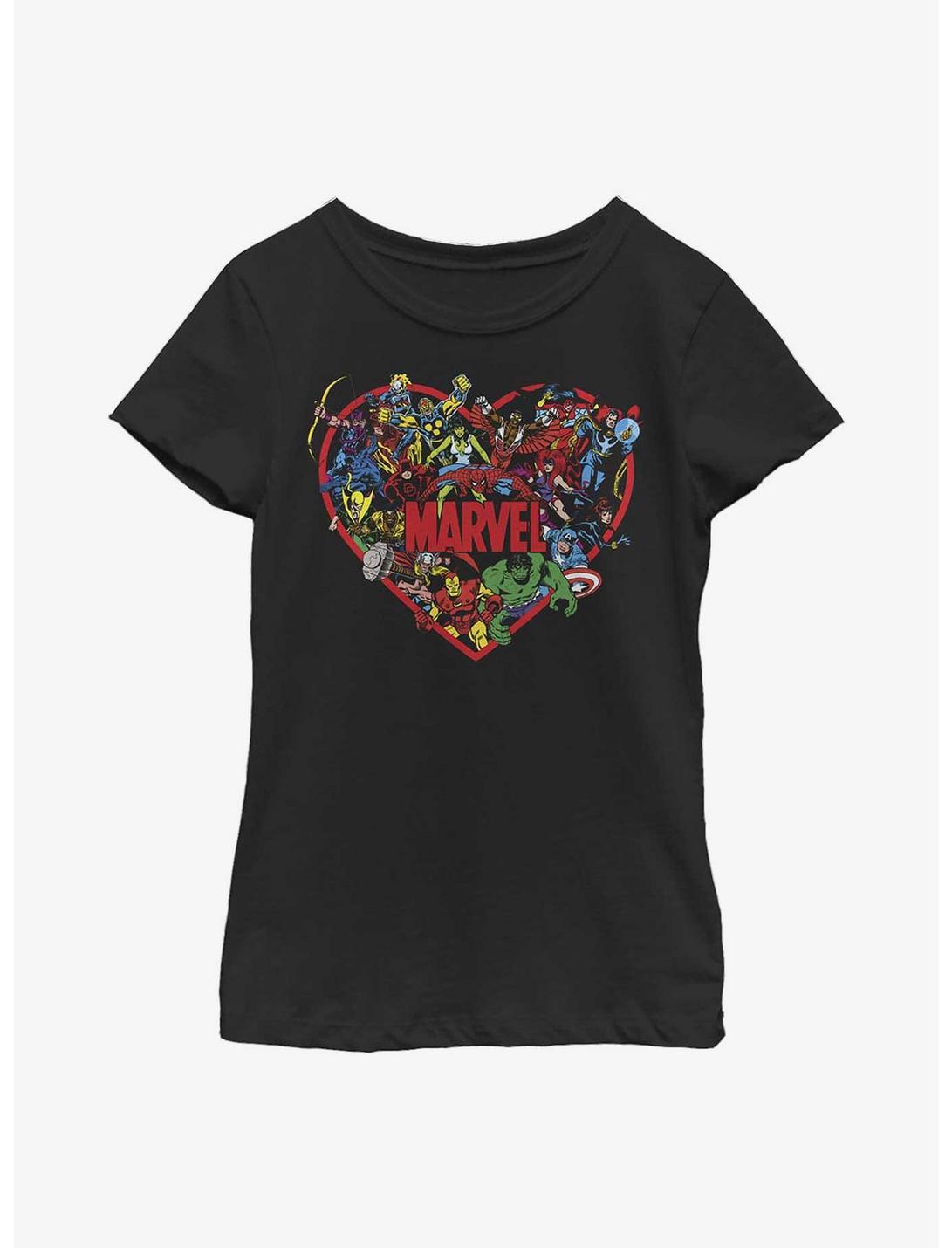 Marvel Avengers Hero Heart Youth Girls T-Shirt, BLACK, hi-res