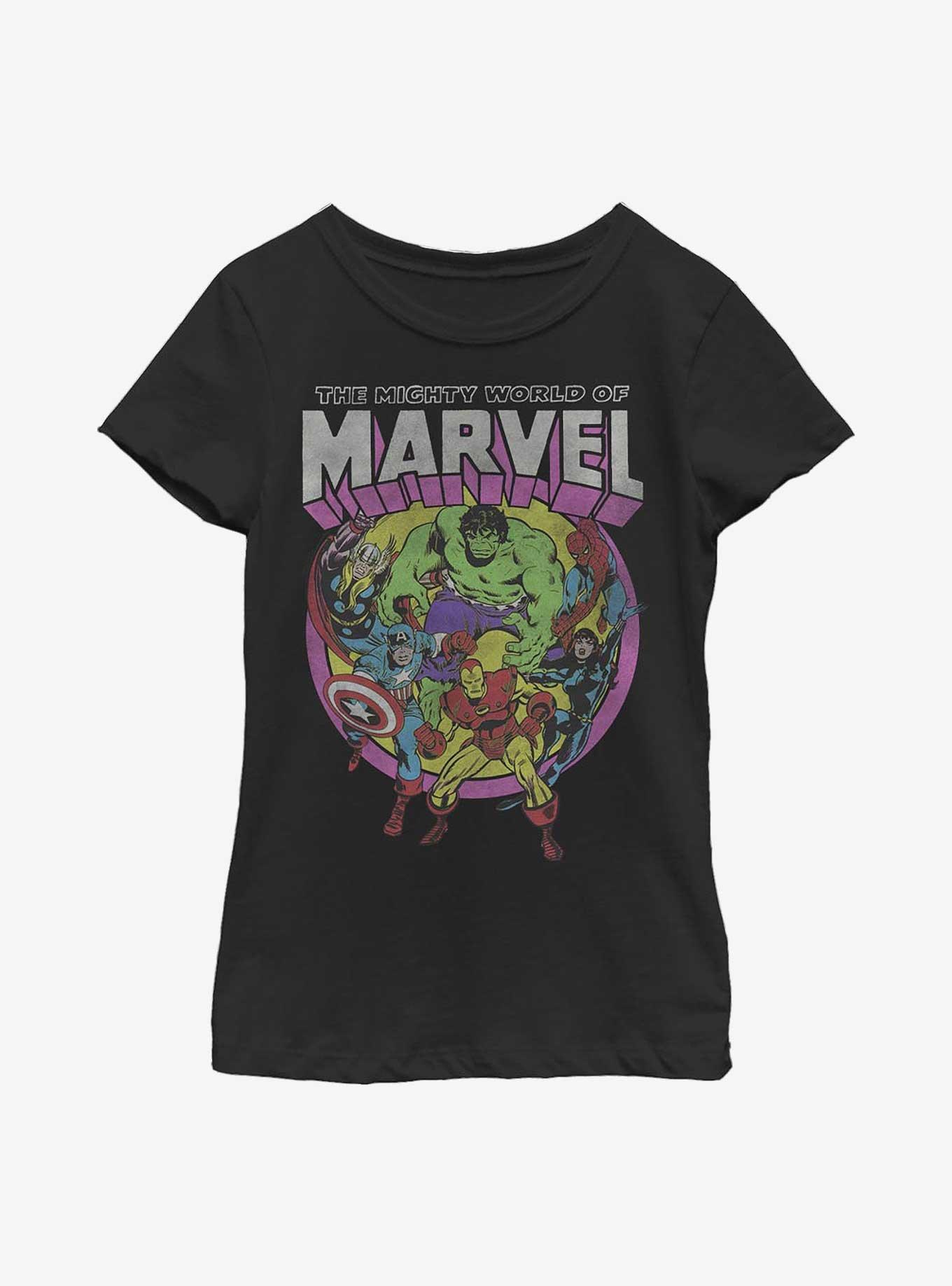 Marvel Avengers Mighty World Heroes Youth Girls T-Shirt, BLACK, hi-res