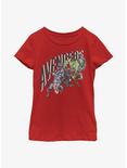 Marvel Avengers Pastel Group Youth Girls T-Shirt, RED, hi-res