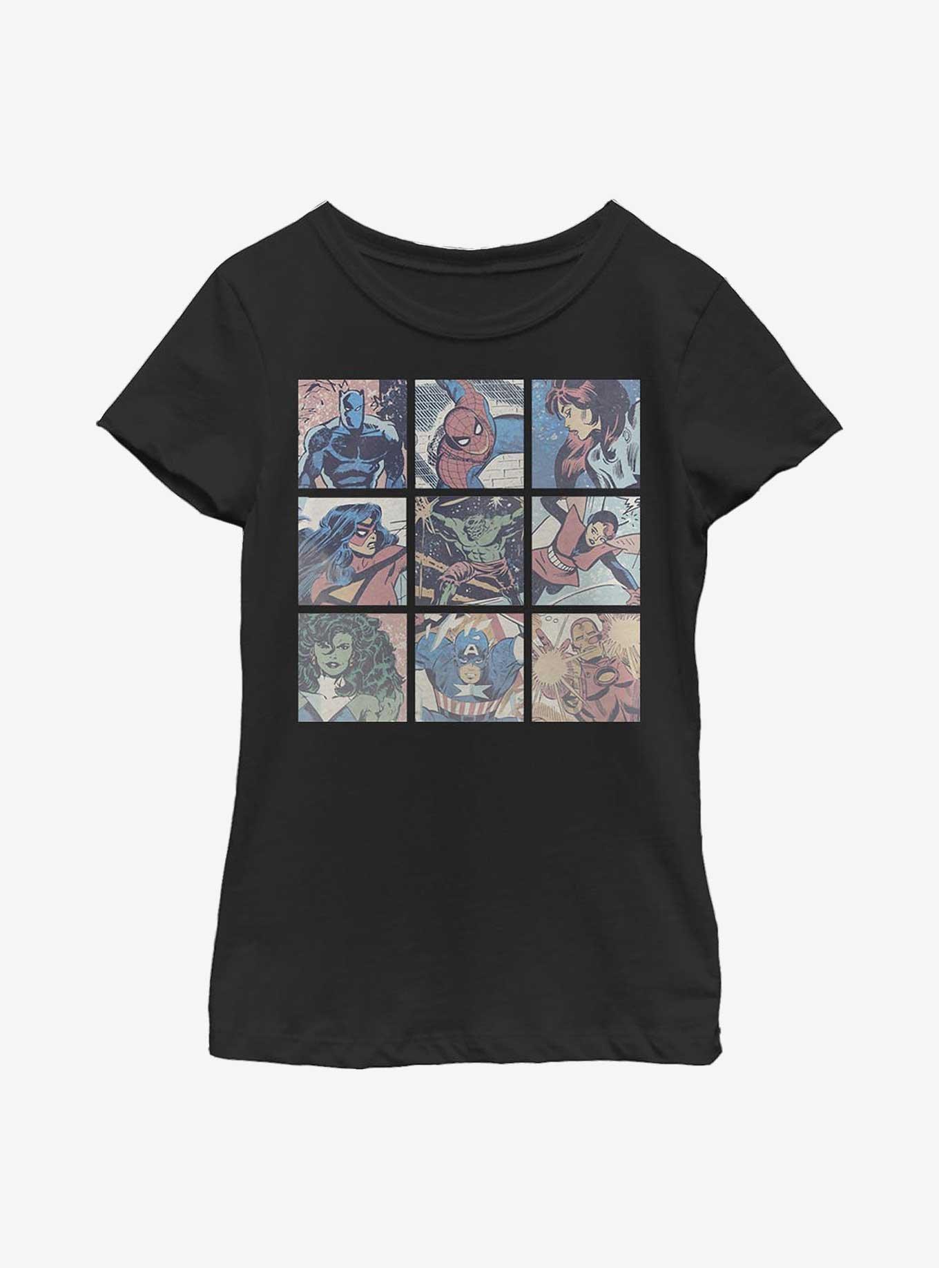 Marvel Avengers Square Comic Panels Youth Girls T-Shirt, , hi-res