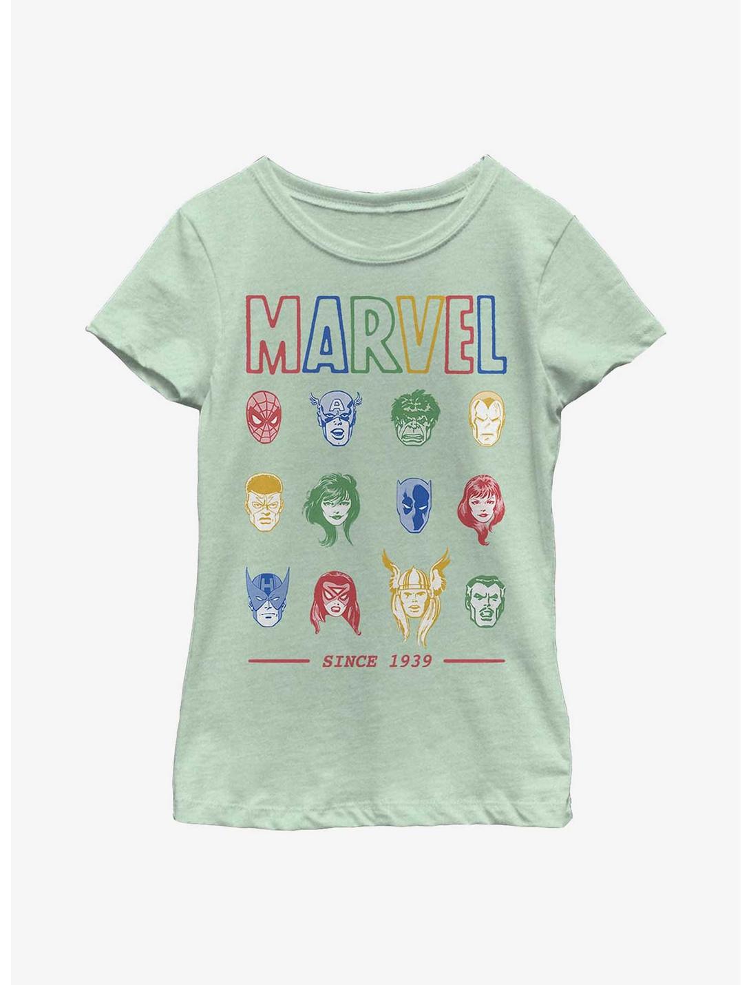 Marvel Avengers Faces Youth Girls T-Shirt, MINT, hi-res