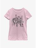 Marvel Avengers Mono Retro Group Youth Girls T-Shirt, PINK, hi-res