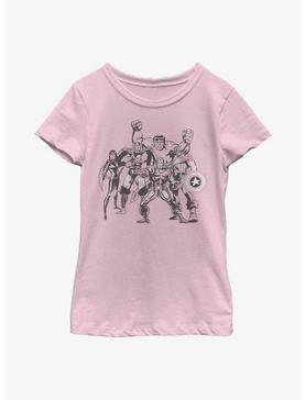 Plus Size Marvel Avengers Mono Retro Group Youth Girls T-Shirt, , hi-res