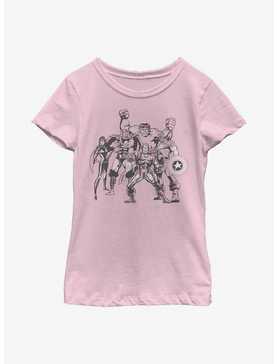 Marvel Avengers Mono Retro Group Youth Girls T-Shirt, , hi-res