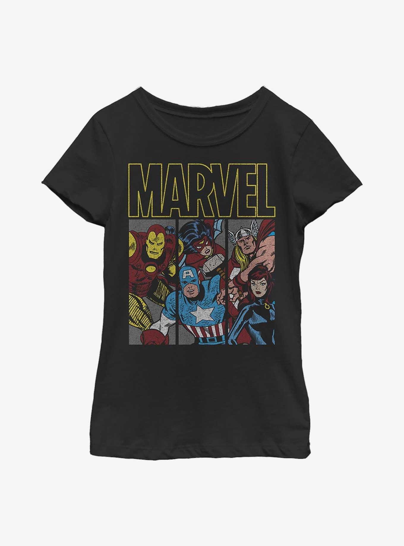 Marvel Avengers Tri Panel Heroes Youth Girls T-Shirt, , hi-res