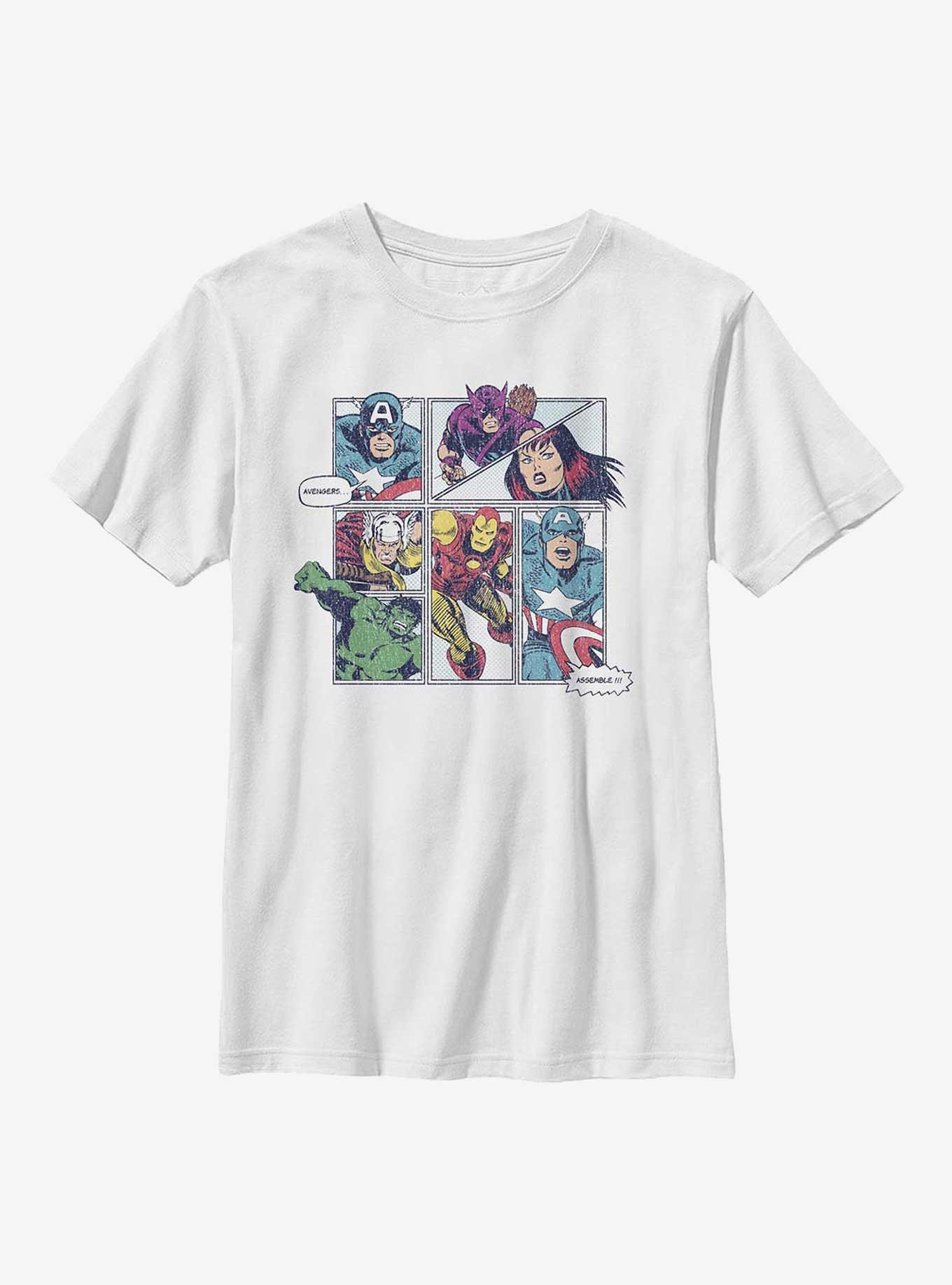 Marvel Avengers Assemble Panels Youth T-Shirt, WHITE, hi-res