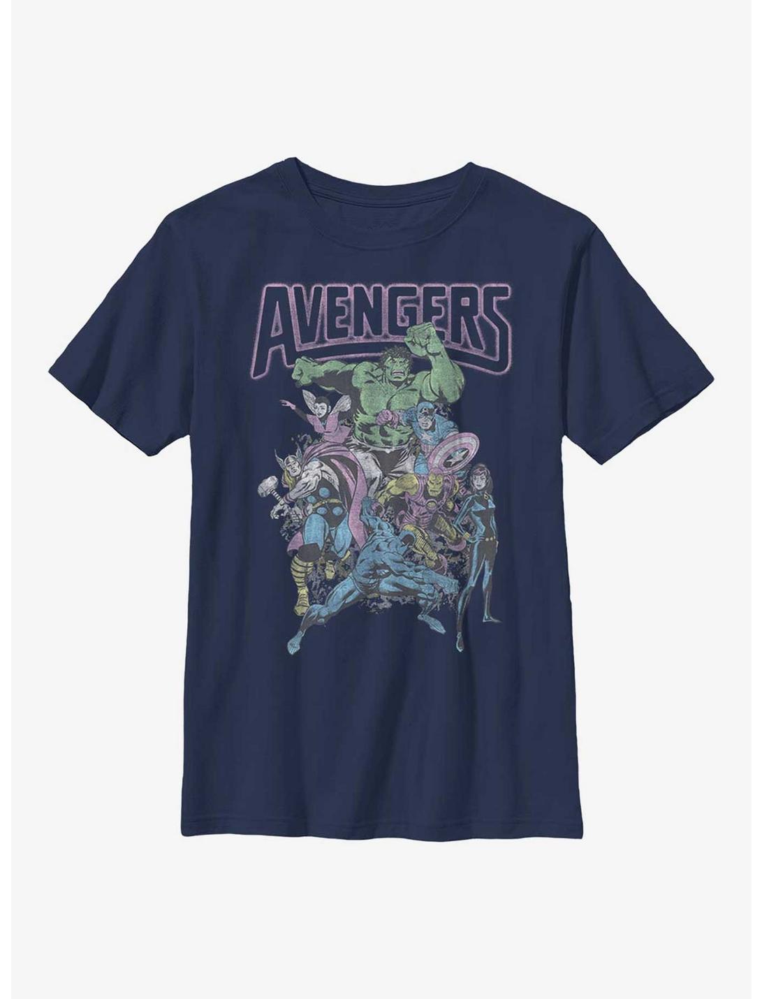 Marvel Avengers Comic Retro Group Youth T-Shirt, NAVY, hi-res