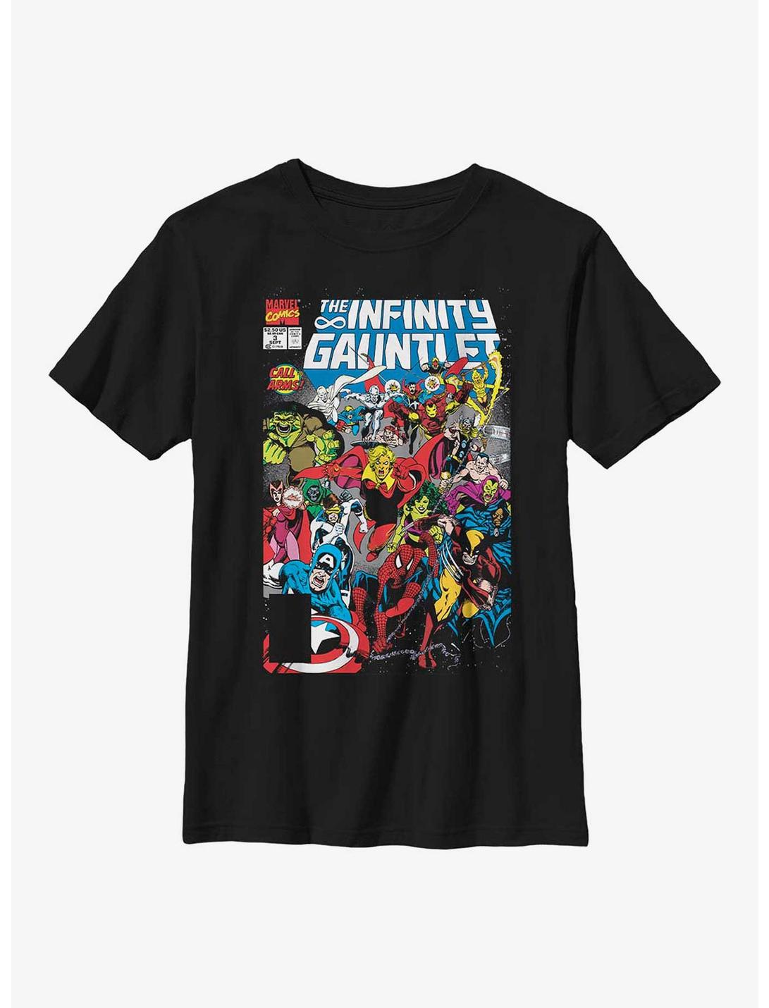 Marvel Avengers Infinity Gauntlet Comic Cover Youth T-Shirt, BLACK, hi-res