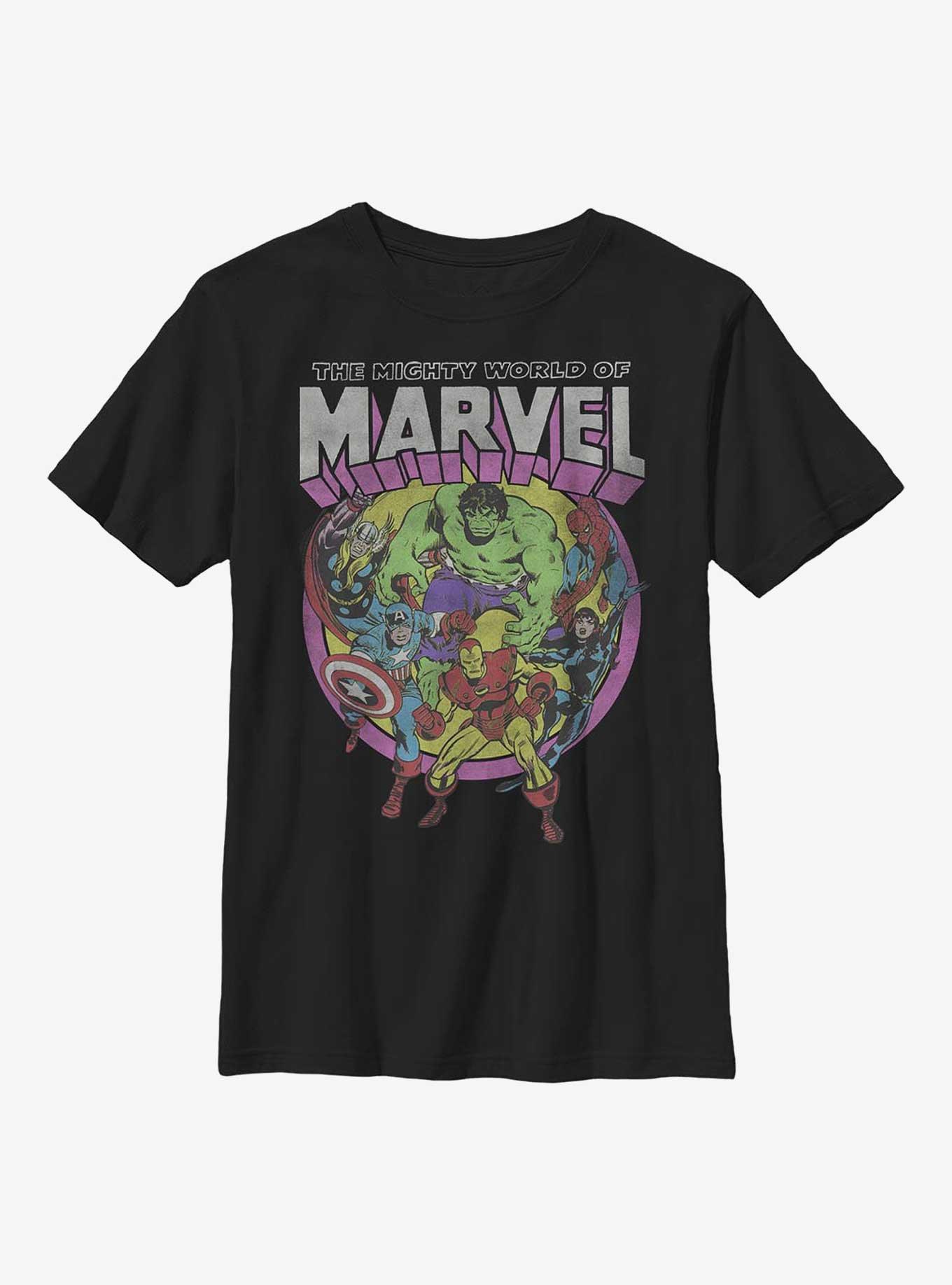 Marvel Avengers Mighty World Heroes Youth T-Shirt, BLACK, hi-res