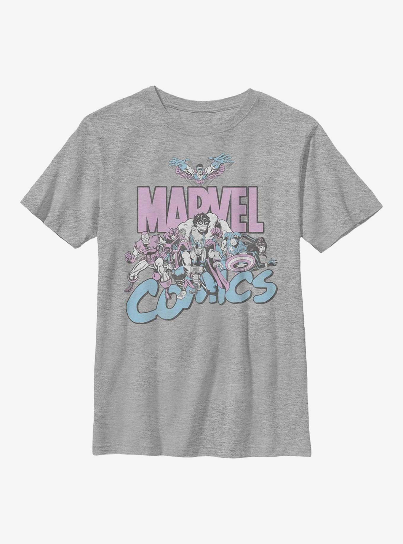 Marvel Avengers Pastel Group Attack Youth T-Shirt, ATH HTR, hi-res