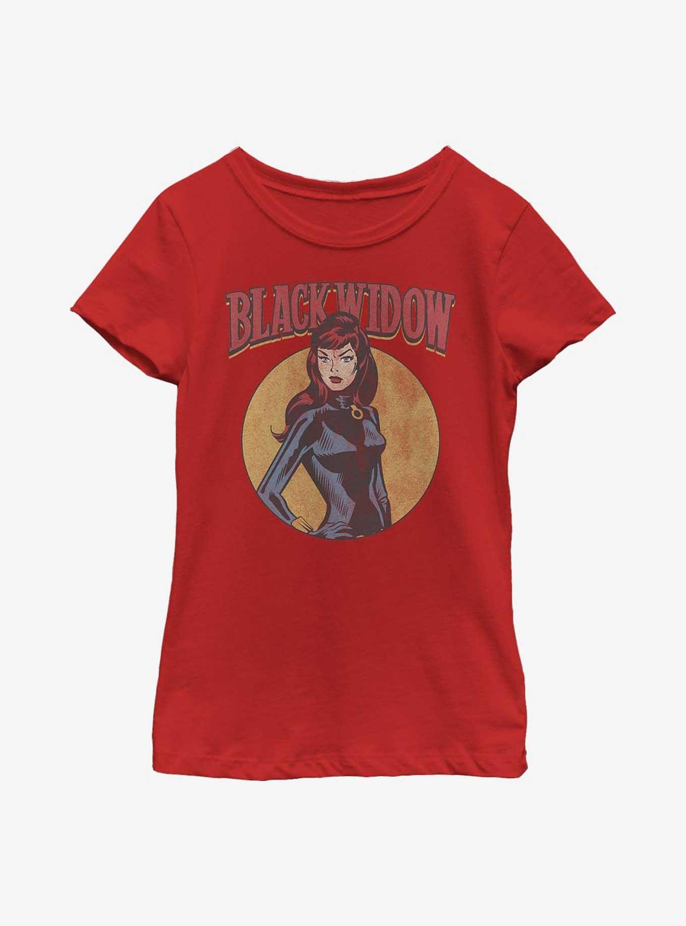 Marvel Black Widow Hero Pose Youth Girls T-Shirt, RED, hi-res