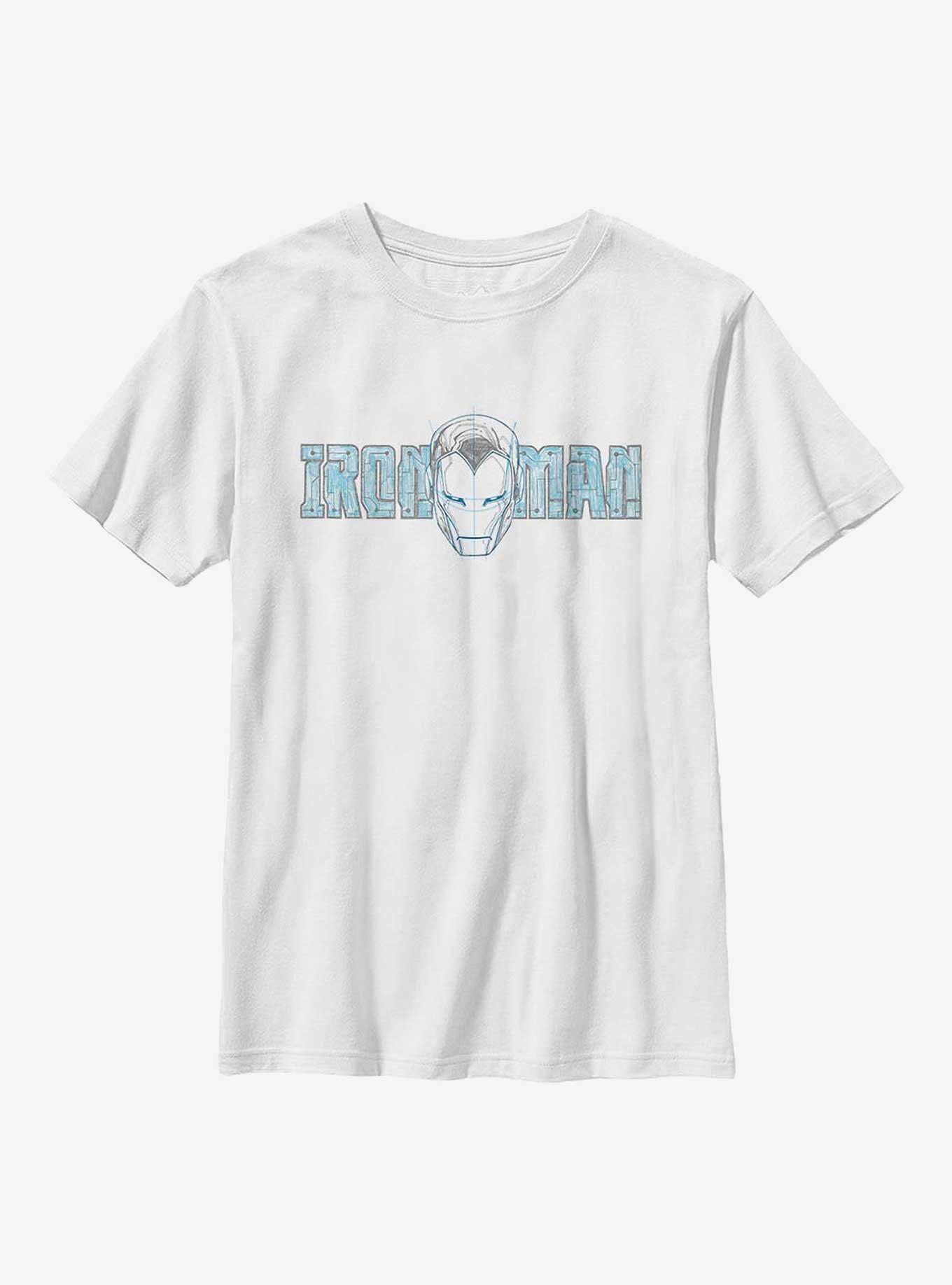 Marvel Iron Man Helmet Sketch Youth T-Shirt, , hi-res