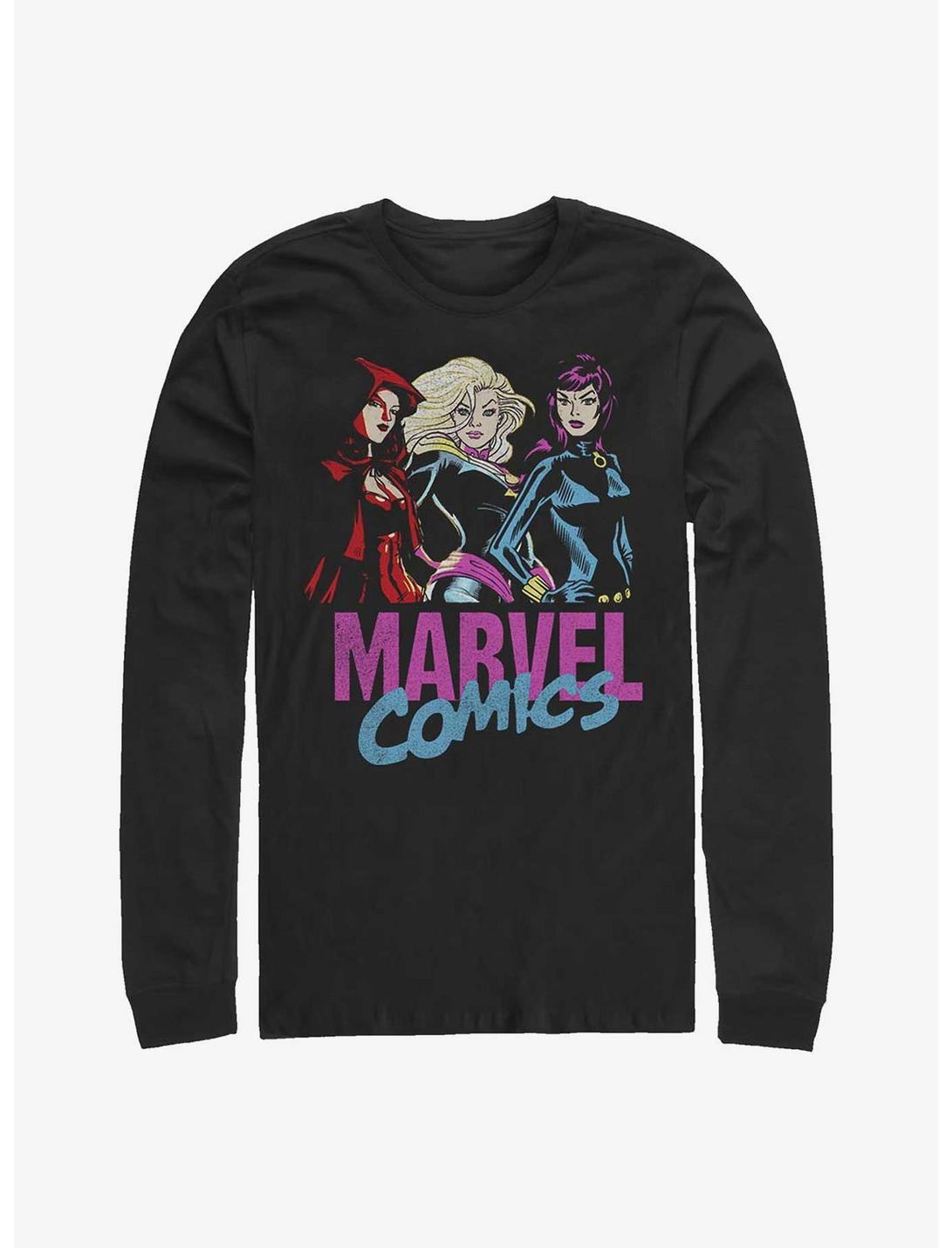 Marvel Scarlet Witch, Captain Marvel & Black Widow Long Sleeve T-Shirt, BLACK, hi-res