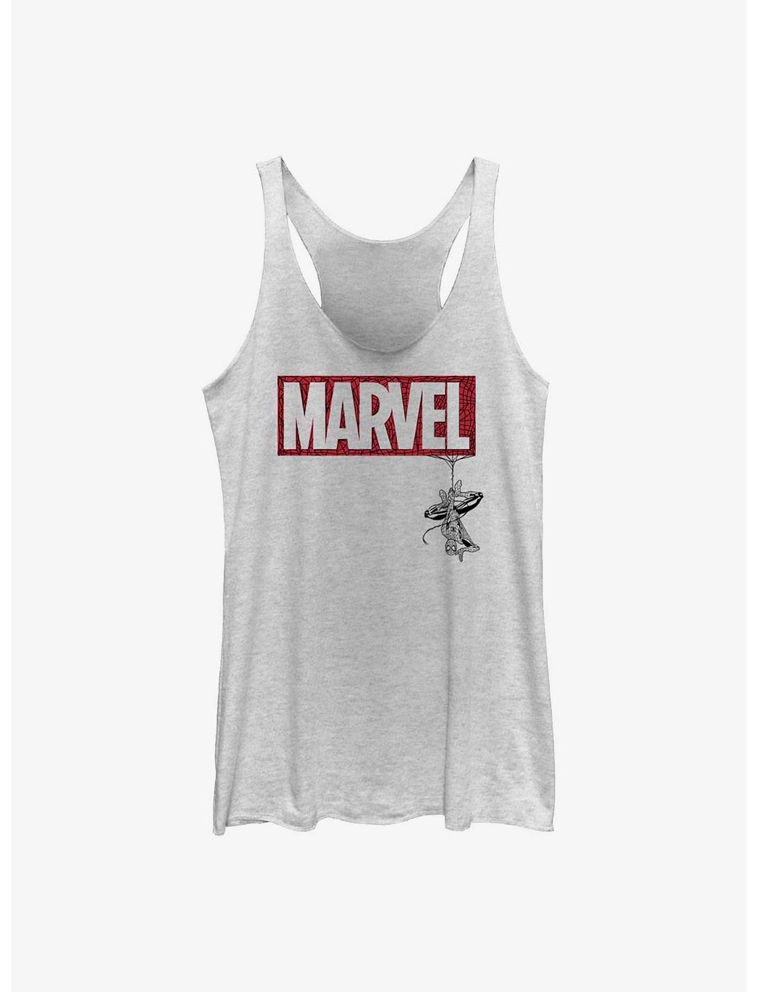 Marvel Spider-Man Spiderweb Logo Womens Tank Top, WHITE HTR, hi-res