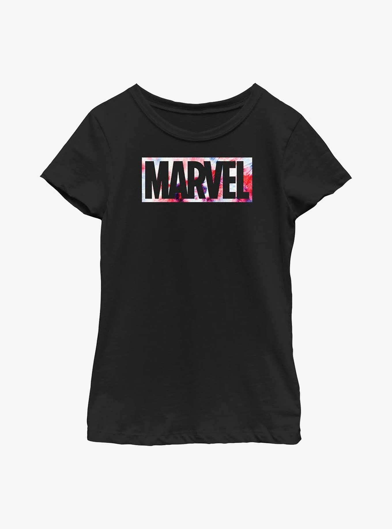 Marvel Tie-Dye Logo Youth Girls T-Shirt, BLACK, hi-res