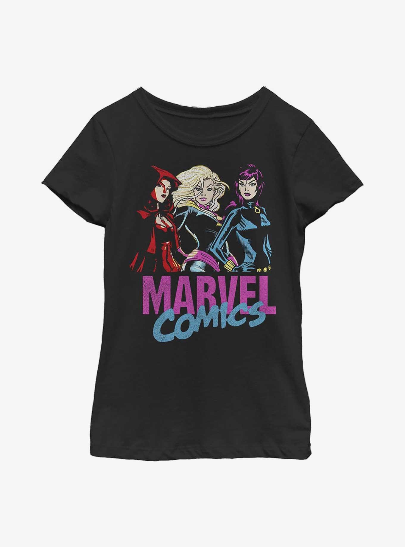 Marvel Scarlet Witch, Captain Marvel & Black Widow Youth Girls T-Shirt, BLACK, hi-res
