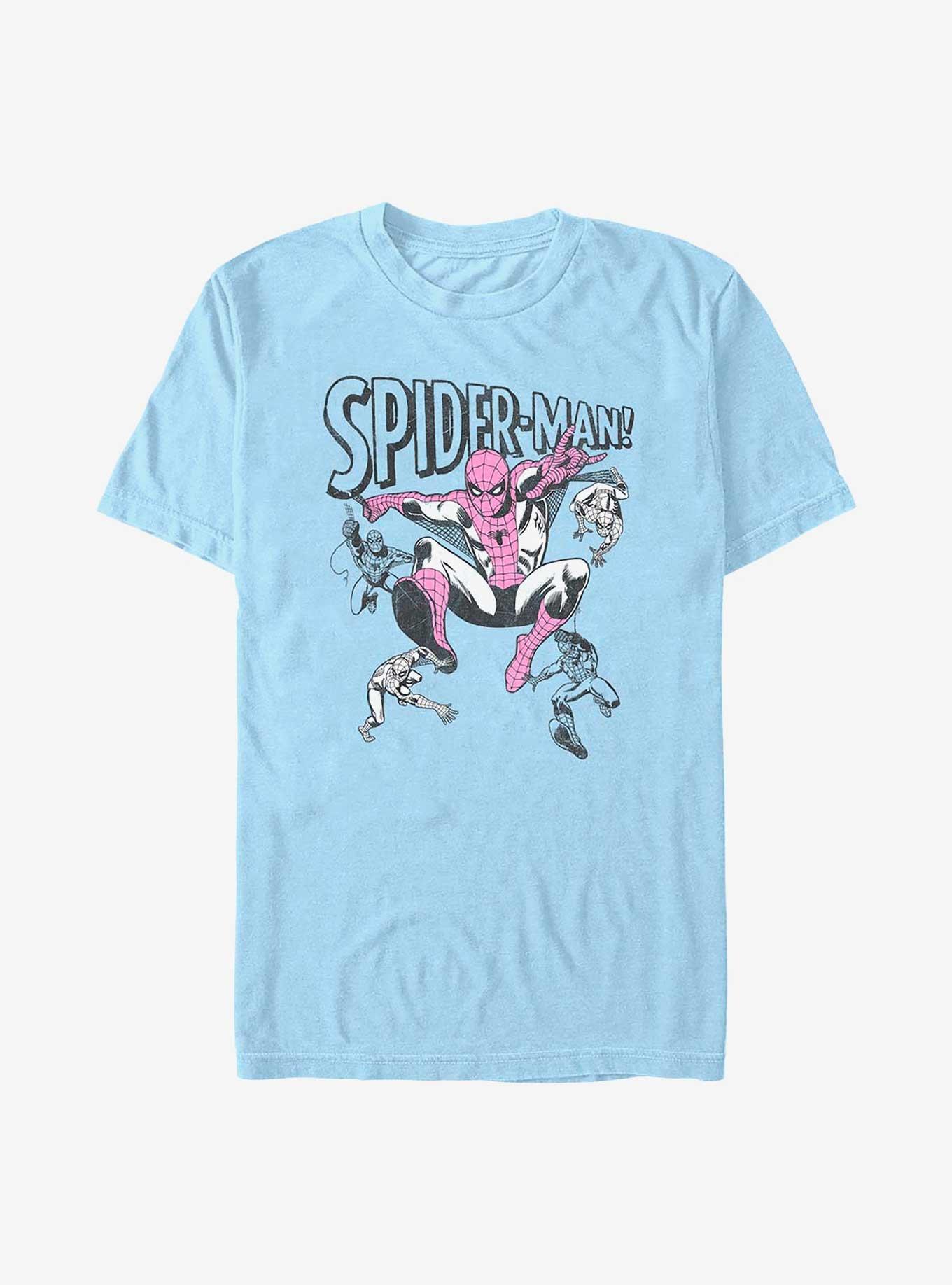 Marvel Spider-Man Comic Poses T-Shirt, LT BLUE, hi-res