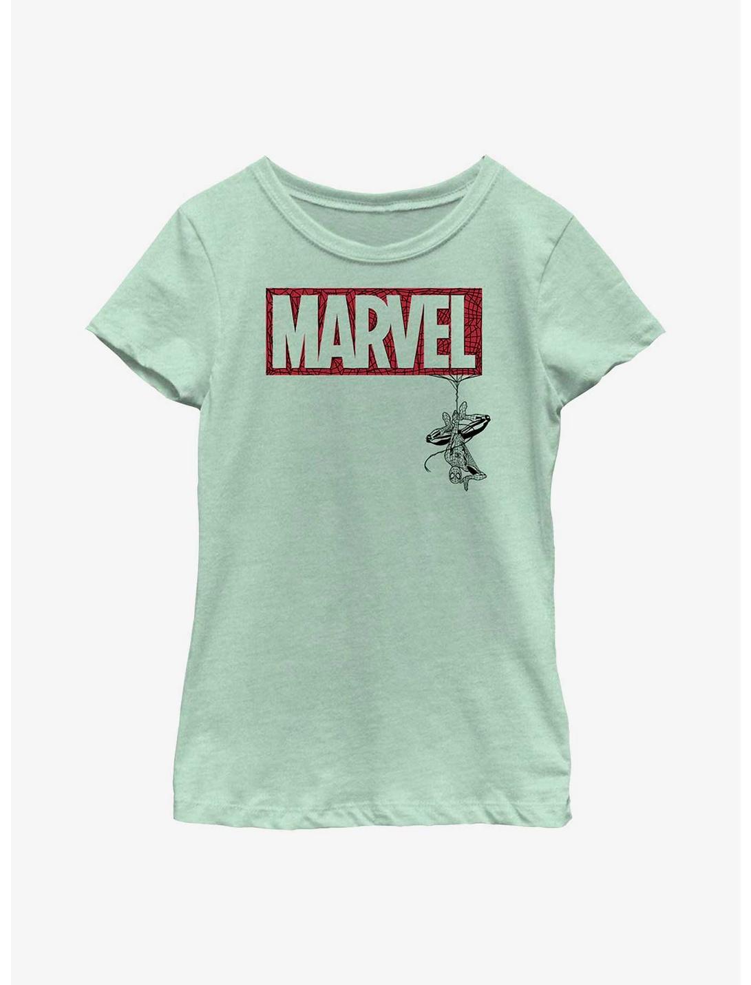 Marvel Spider-Man Spiderweb Logo Youth Girls T-Shirt, MINT, hi-res