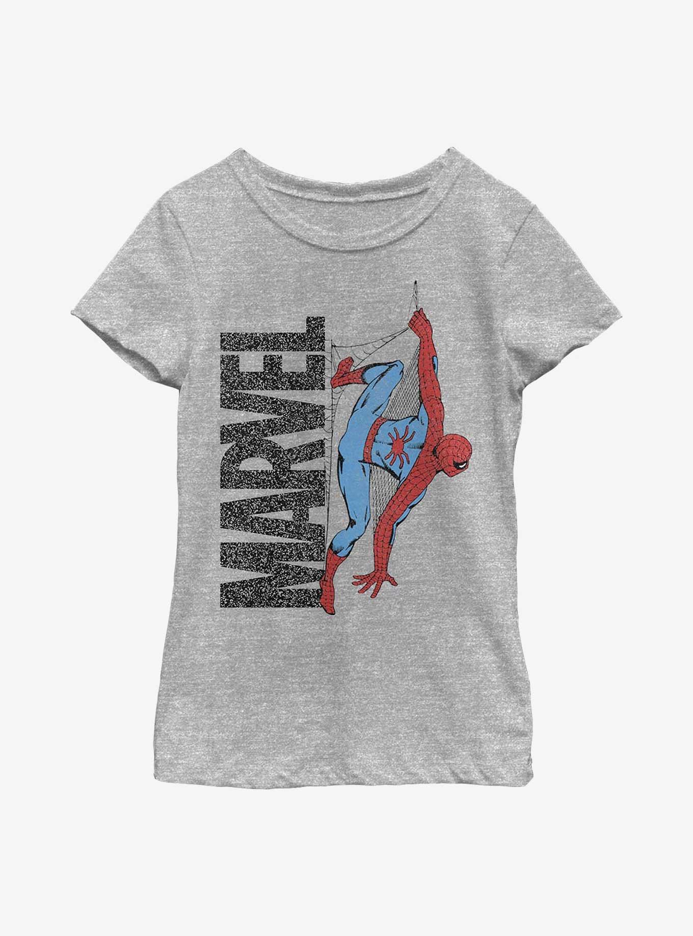 Marvel Spider-Man Logo Climb Youth Girls T-Shirt, ATH HTR, hi-res