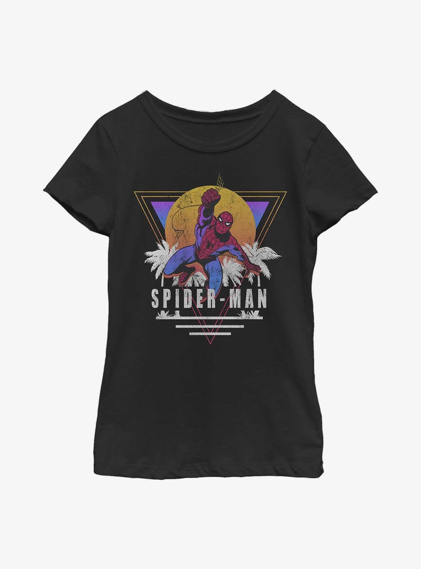 Marvel Spider-Man Tropical Youth Girls T-Shirt, BLACK, hi-res