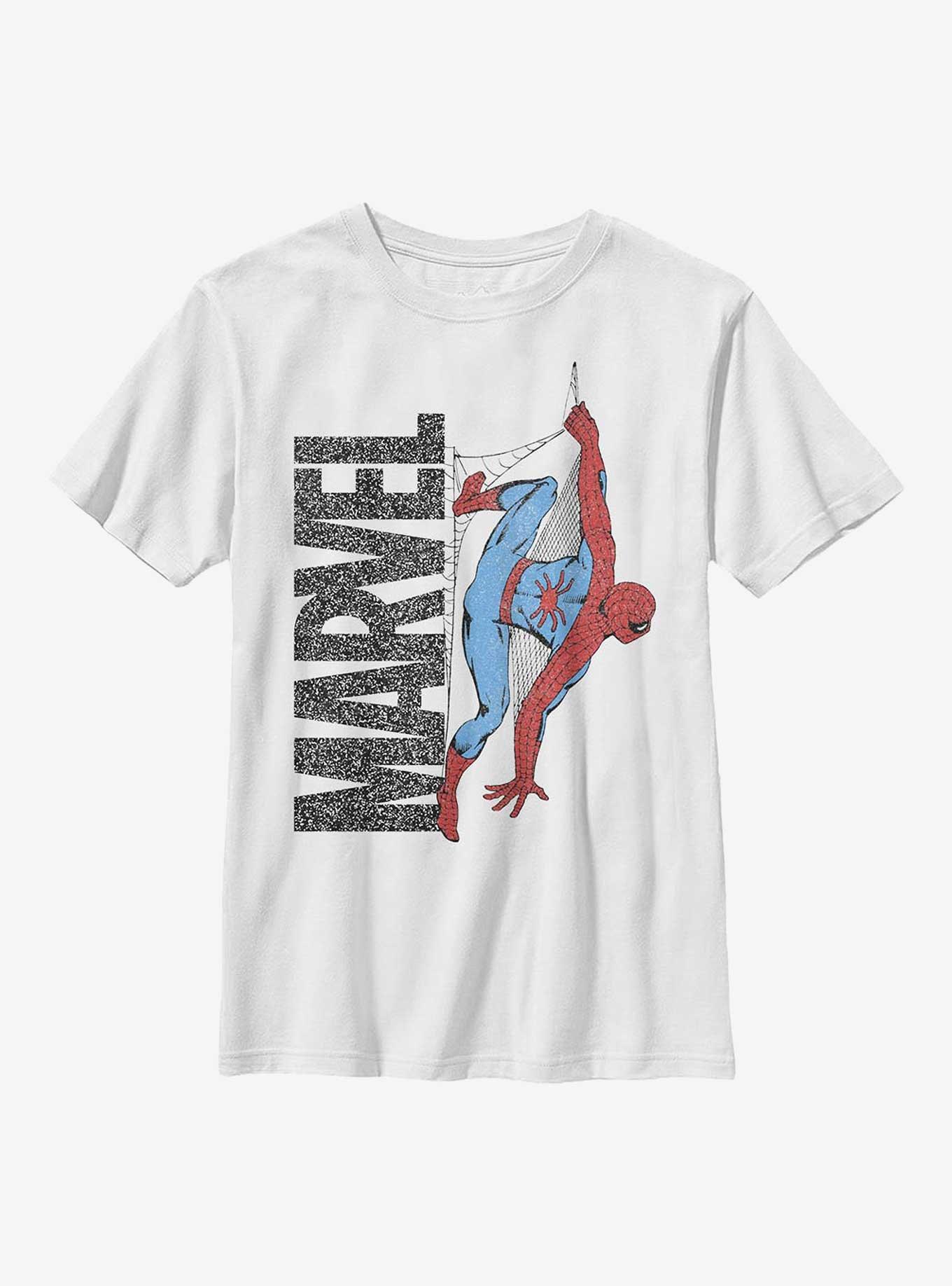 Marvel Spider-Man Logo Climb Youth T-Shirt, WHITE, hi-res