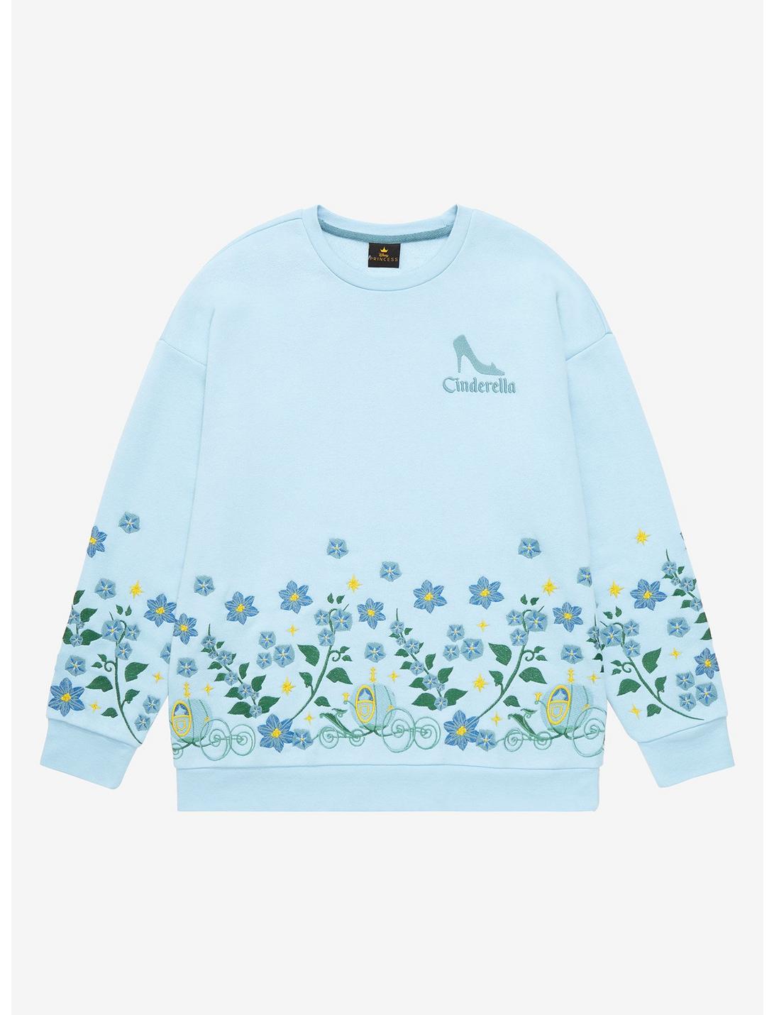 Disney Princess Cinderella Embroidered Floral Sweatshirt, LIGHT BLUE, hi-res