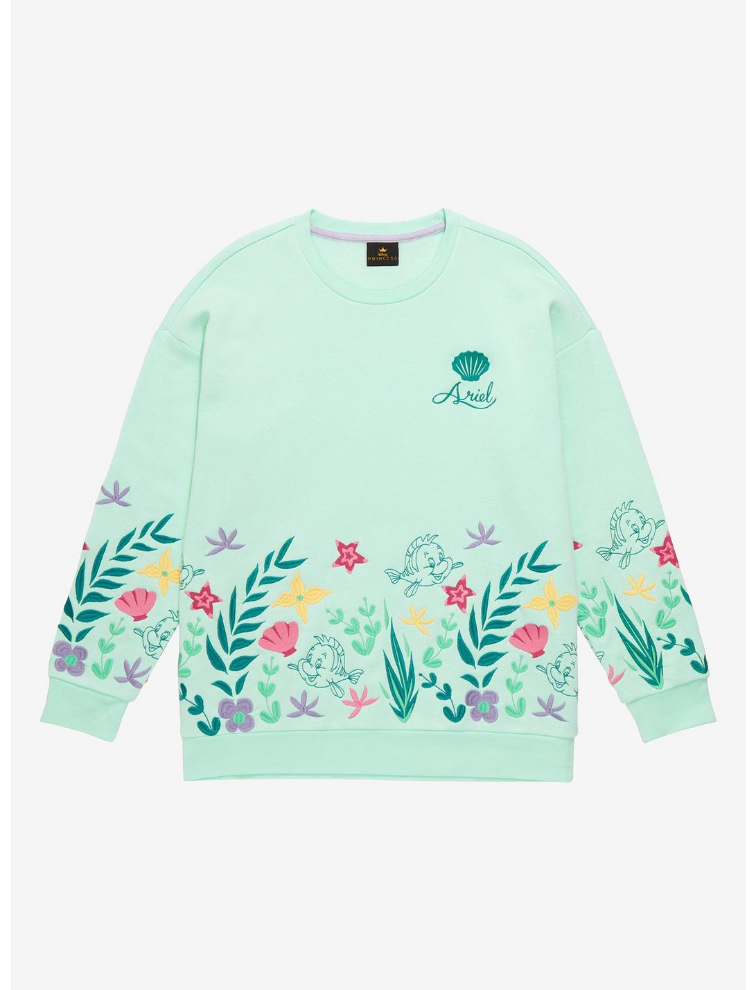 Disney The Little Mermaid Flounder Floral Sweatshirt, SEA FOAM, hi-res