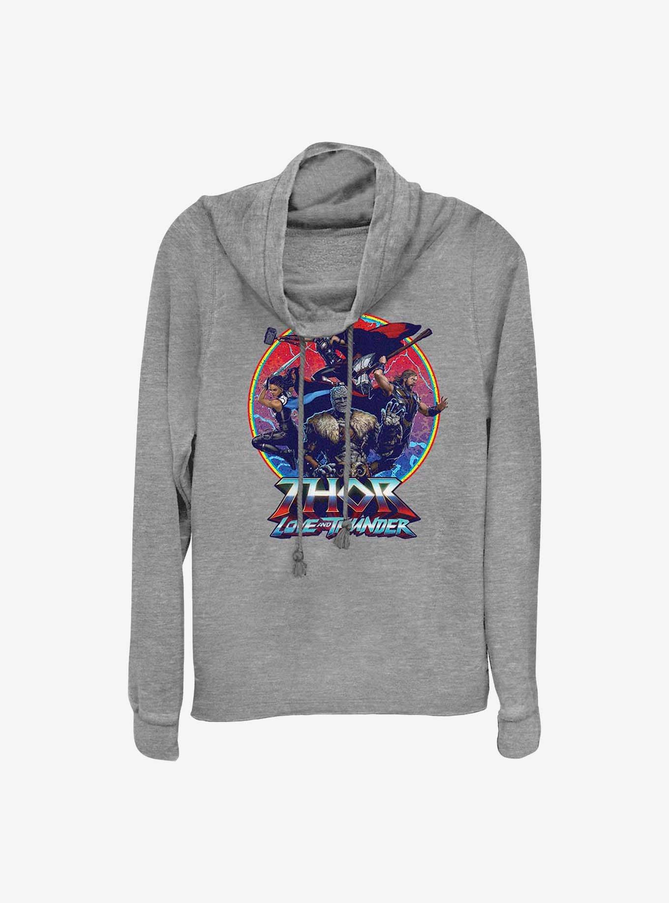 Marvel Thor: Love And Thunder Group Emblem Girl's Cowl Neck Long Sleeve Top, , hi-res