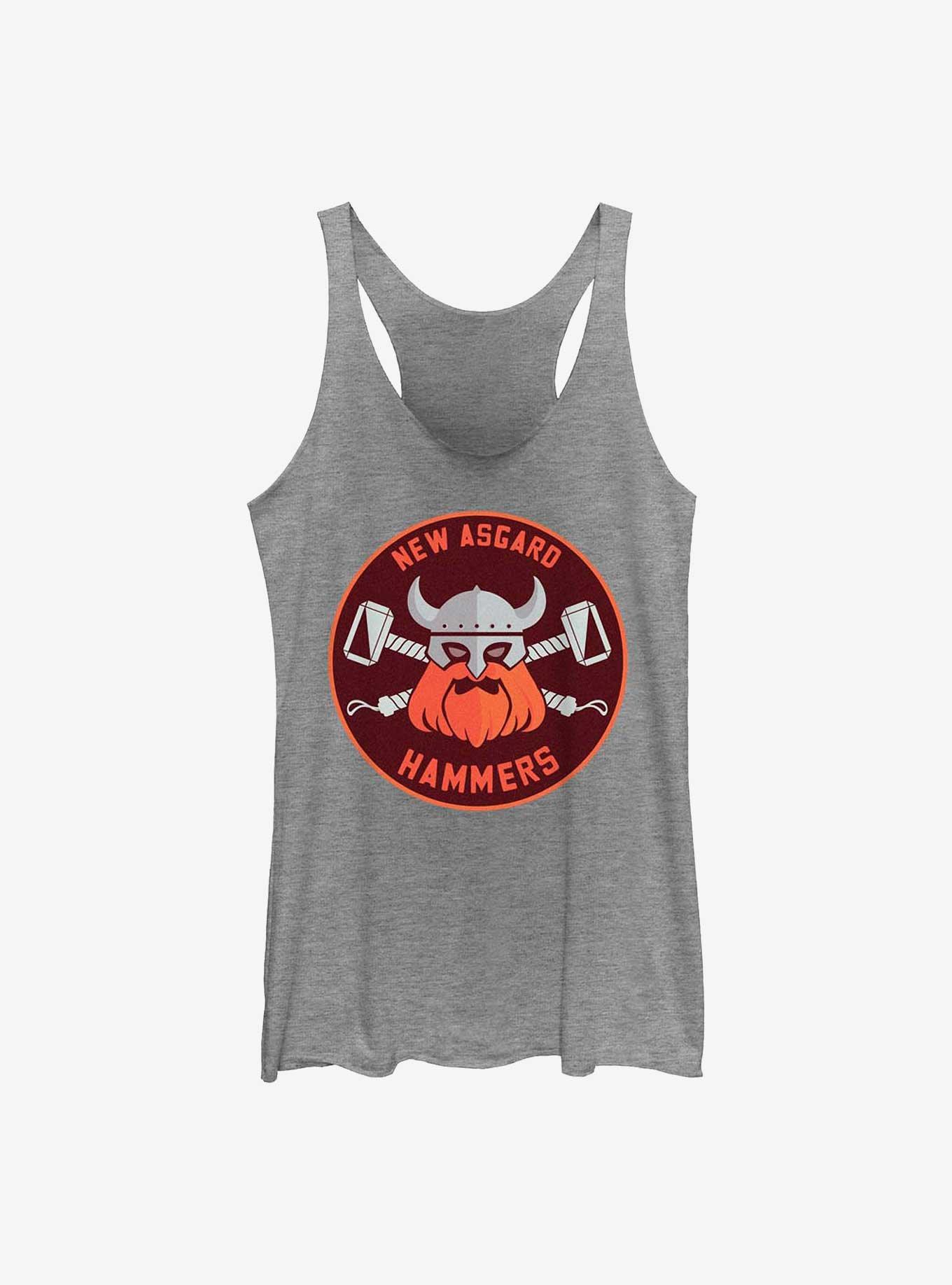 Marvel Thor: Love And Thunder Hammers Badge Girl's Tank, GRAY HTR, hi-res